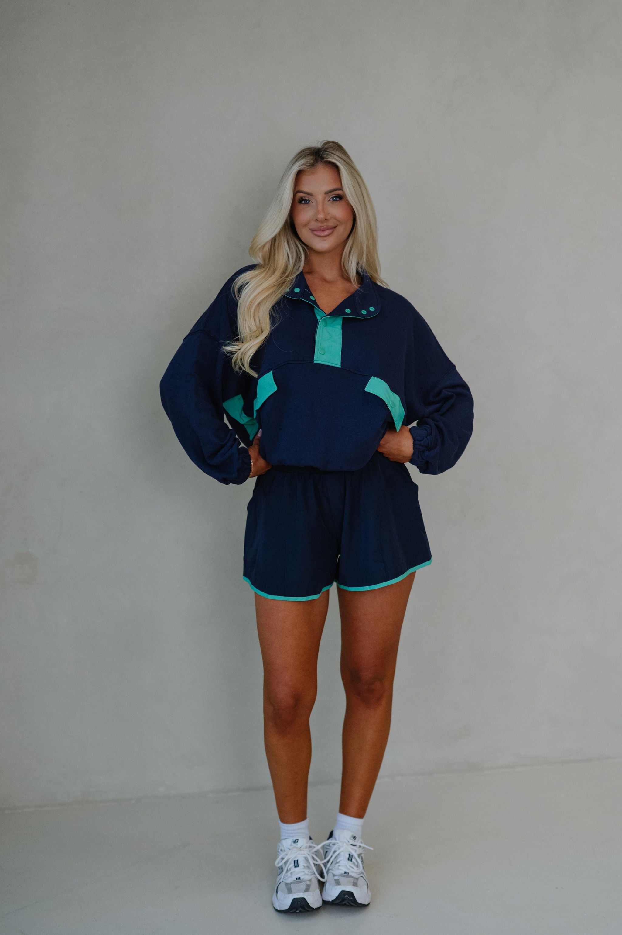 French Terry Playful Set-Navy/Green