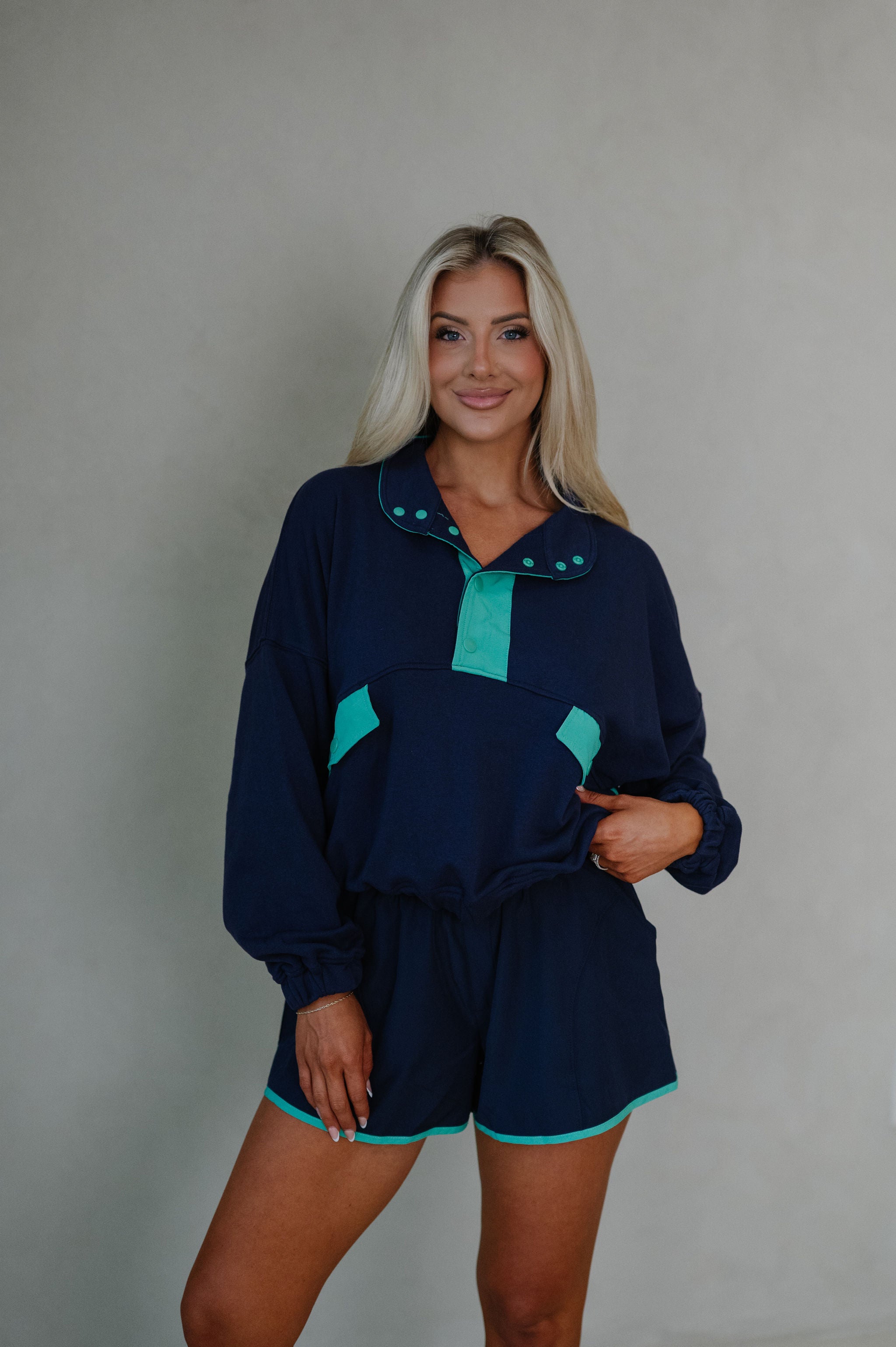 French Terry Playful Set-Navy/Green
