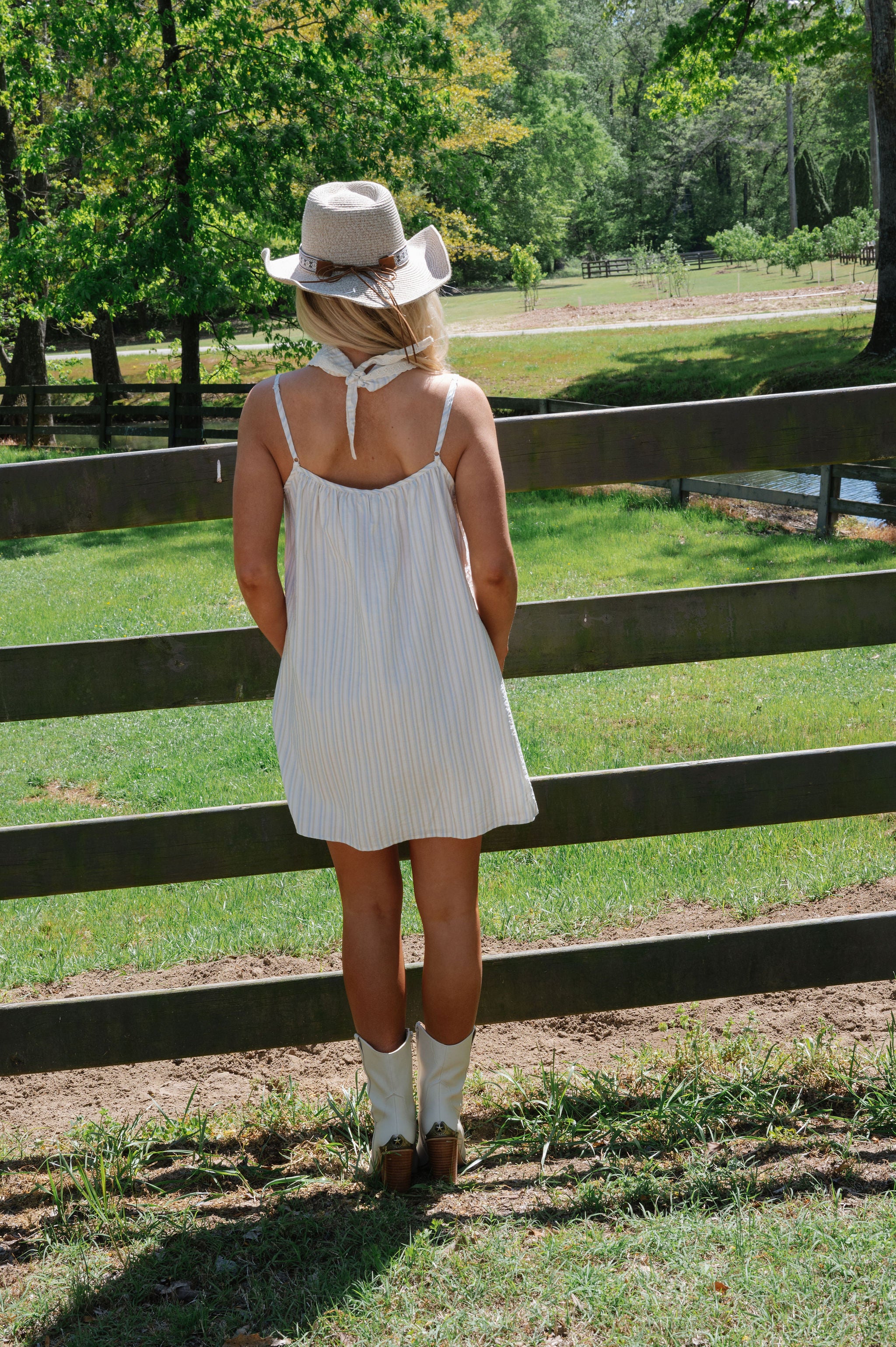 Georgia Striped Mini Dress-Blue