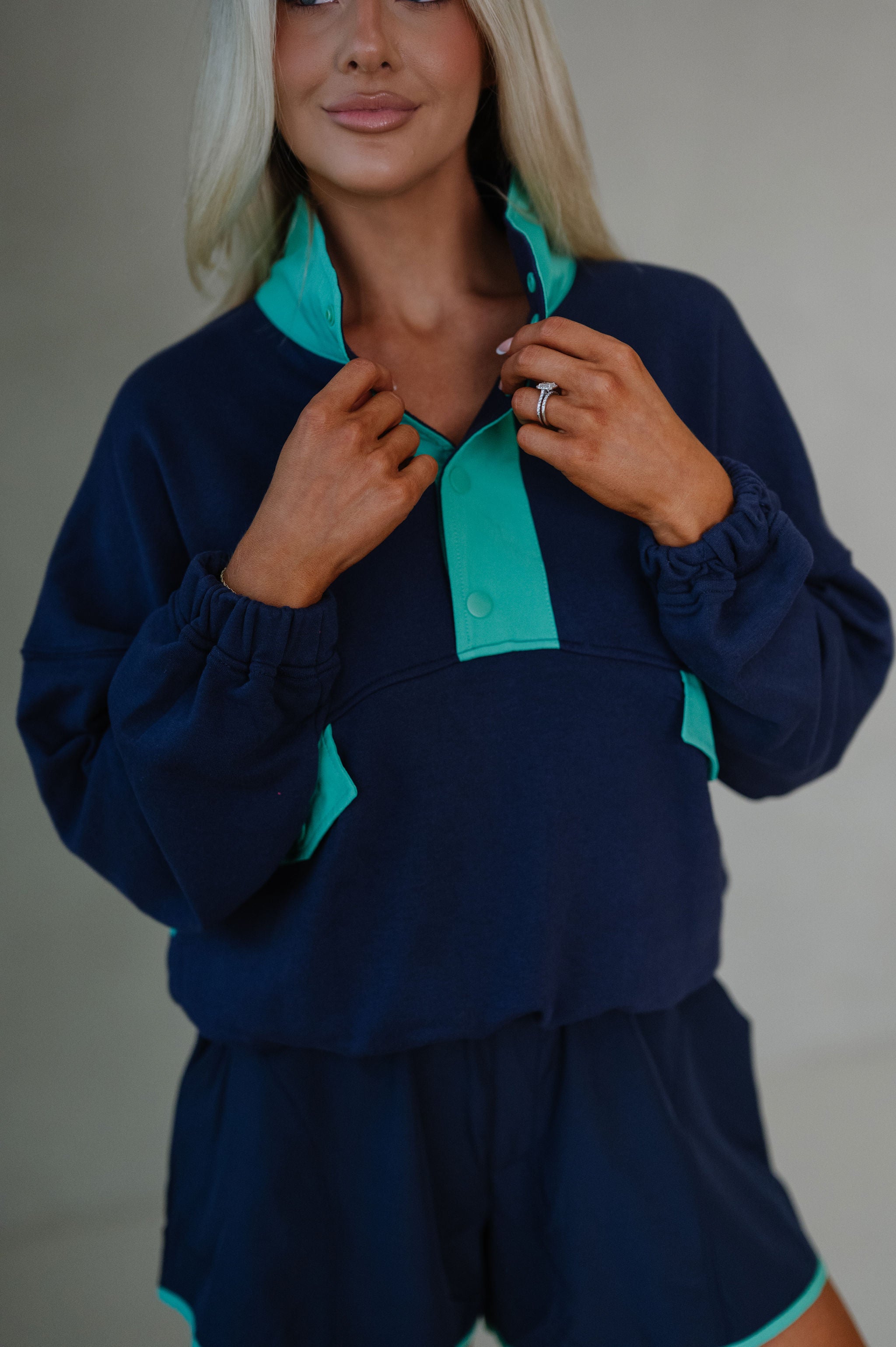 French Terry Playful Set-Navy/Green