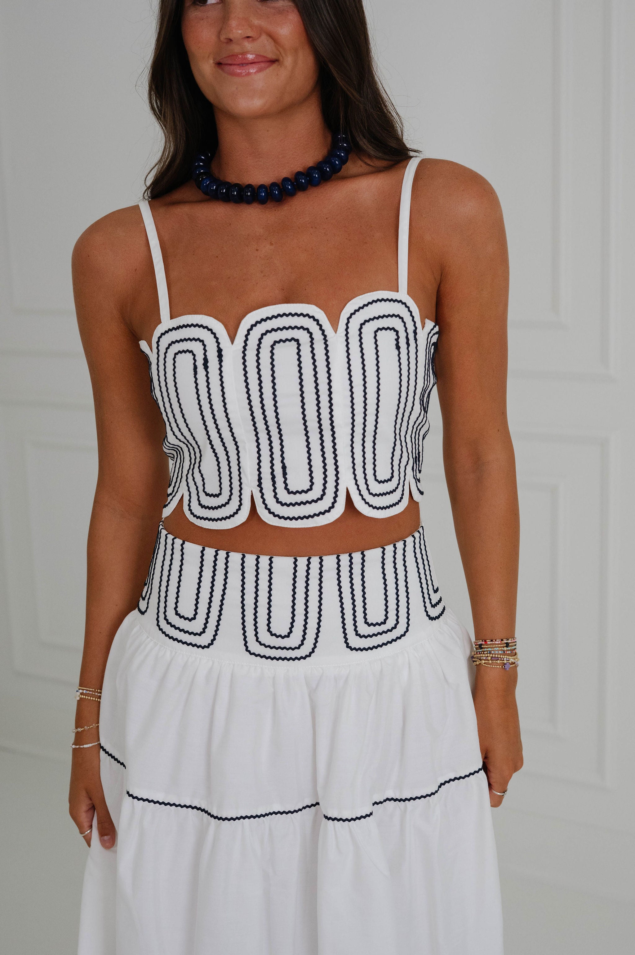 Bentley Chunky Beaded Necklace-Navy