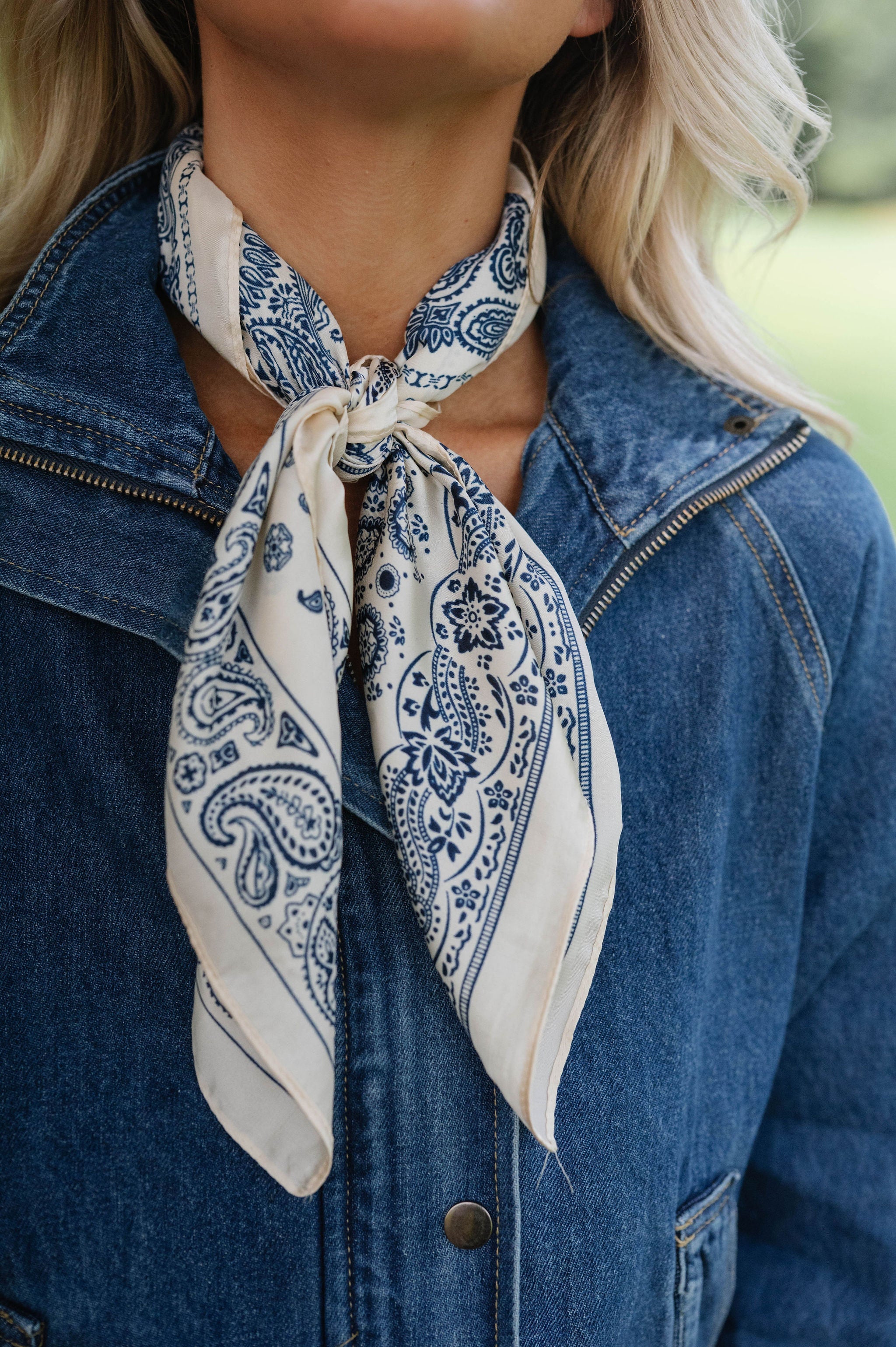 Square Paisley Bandana- Ivory