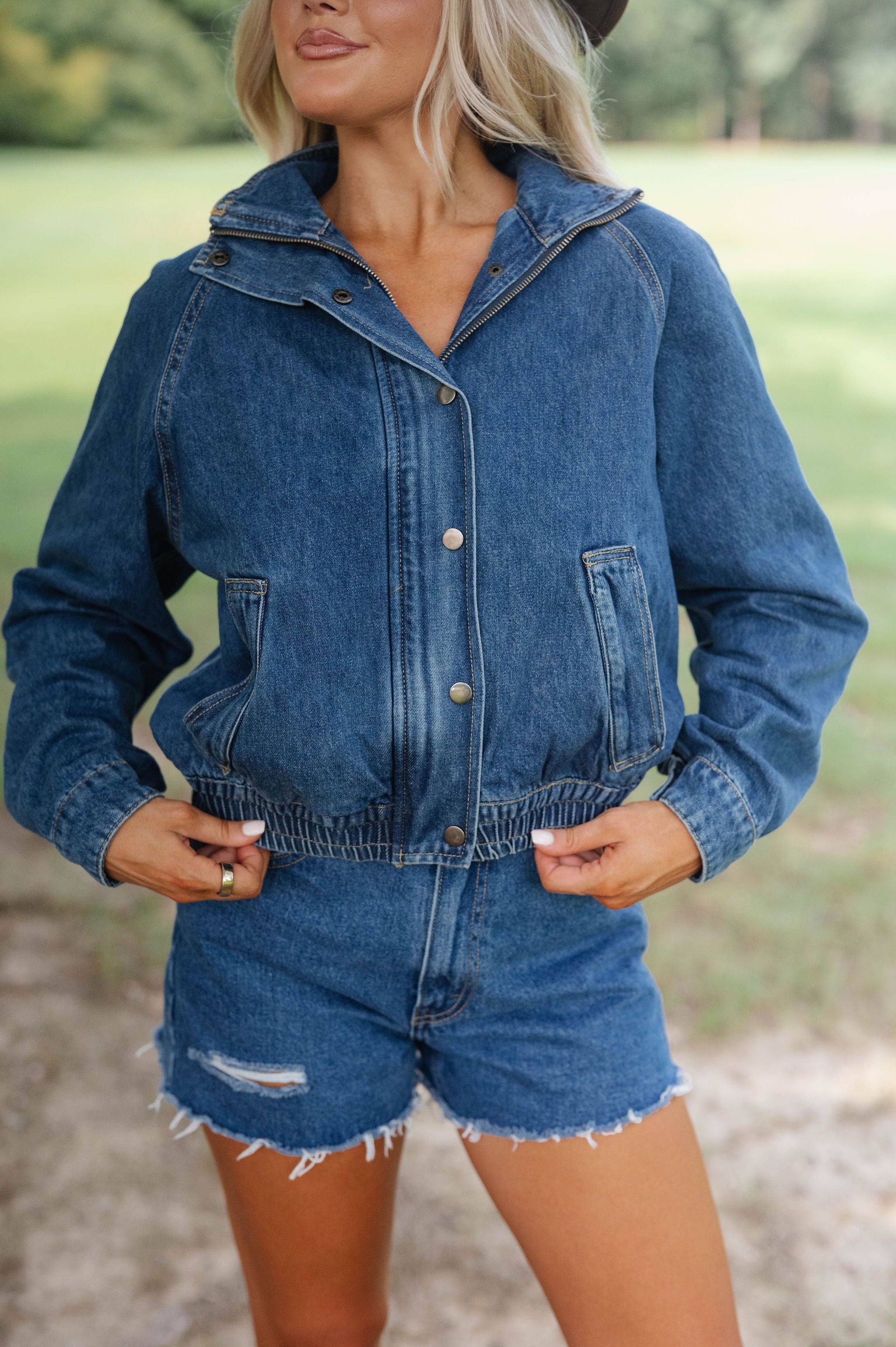 Margot Washed Denim Bomber Jacket