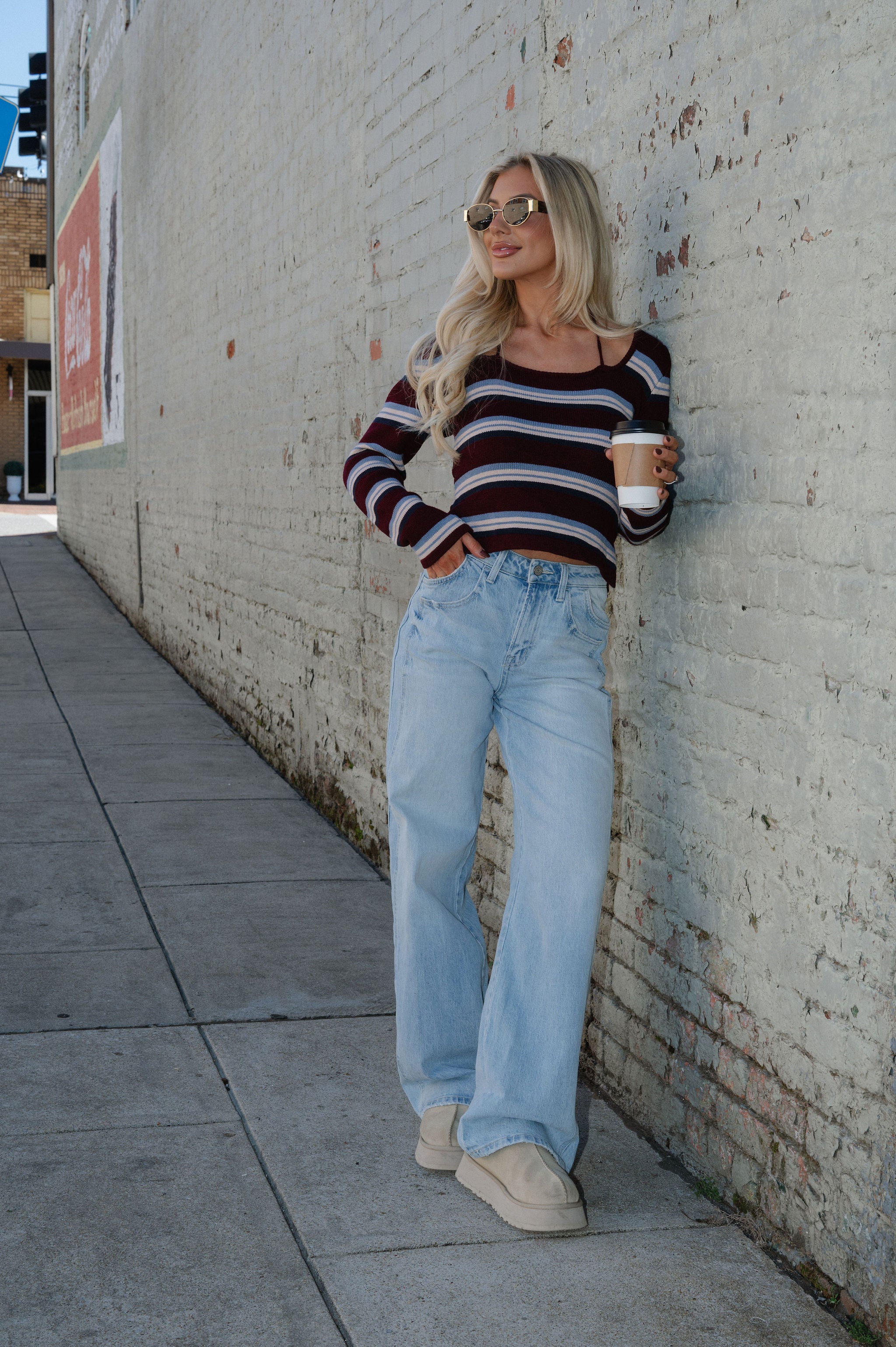 Garrett Striped Sweater-Burgundy