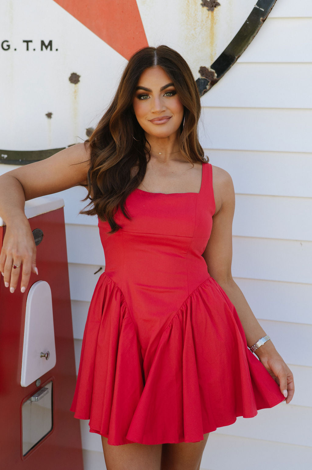 Back Lace Up Mini Dress-Red