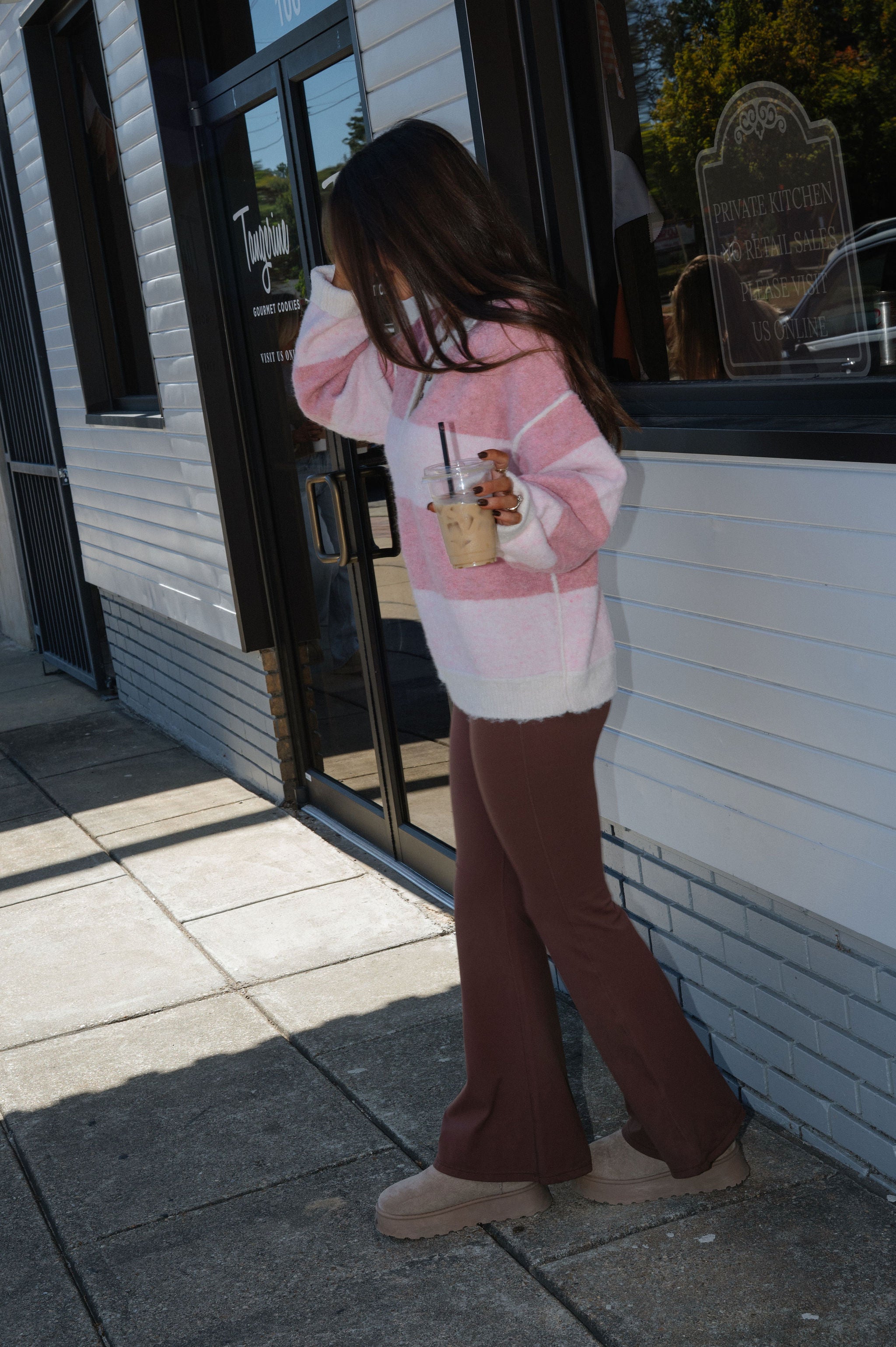 Knit Henley Sweater Top-Pink