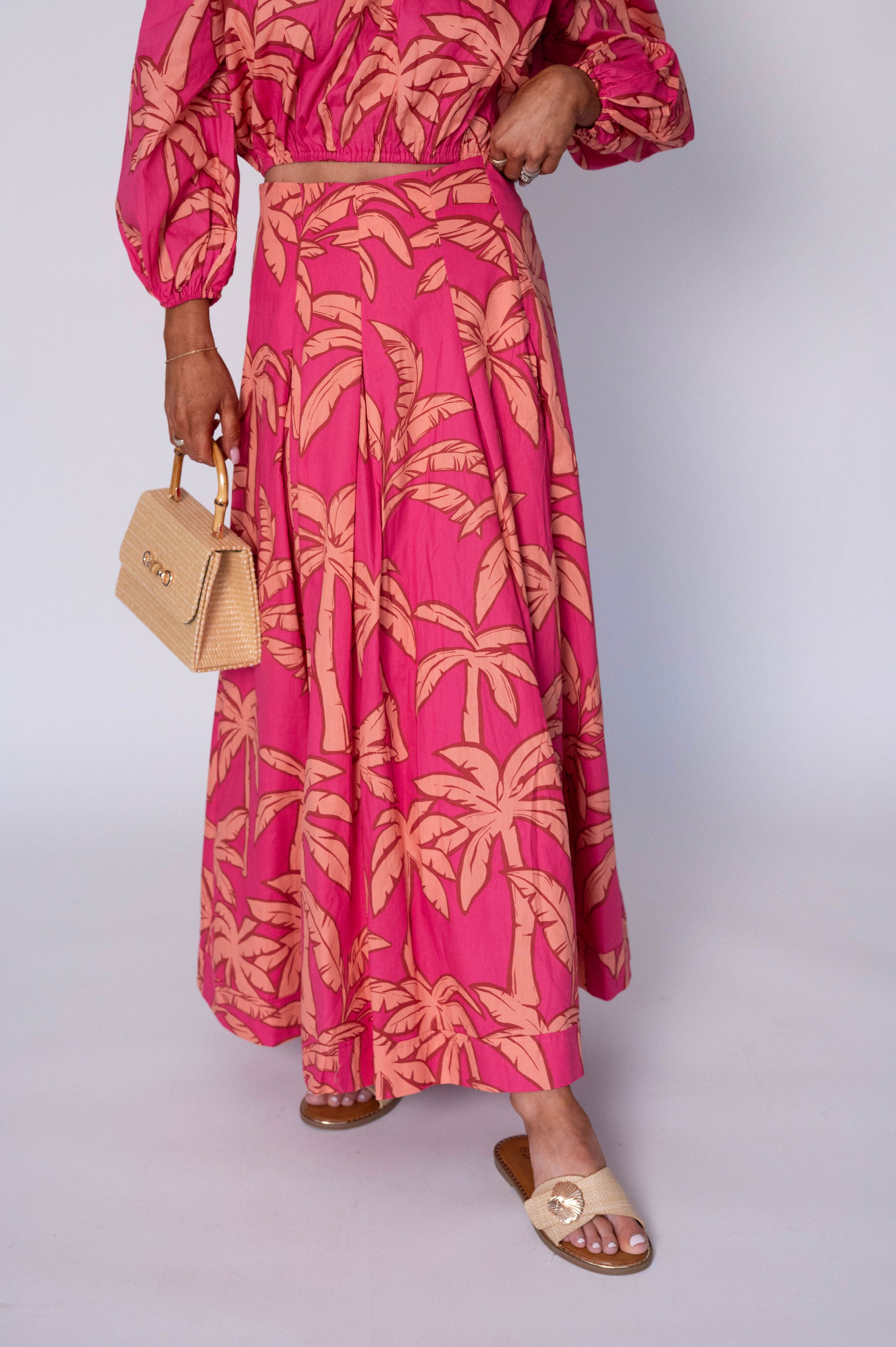 Kailani OTS Floral Skirt Set-Pink