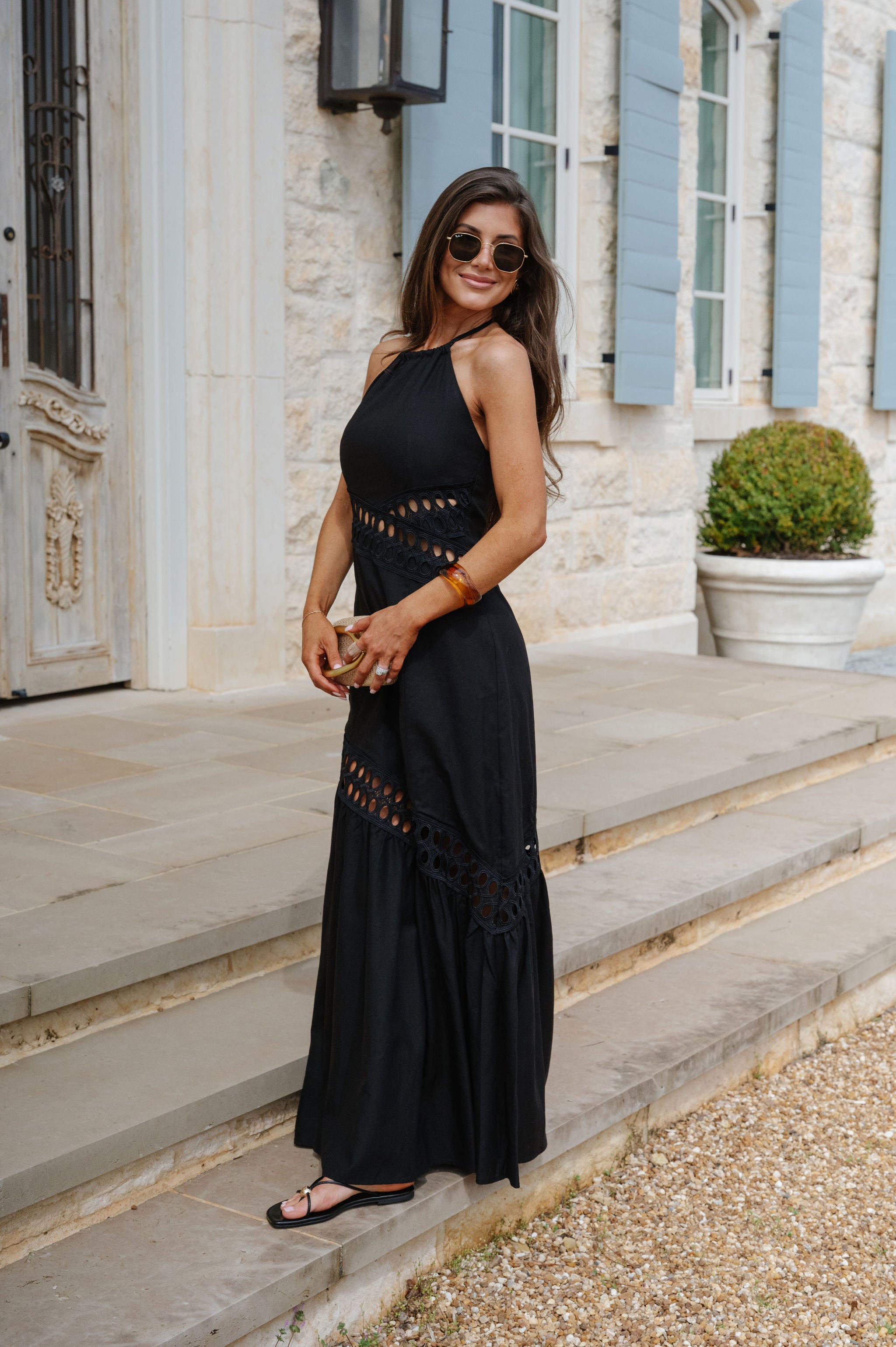 Lisa Halter Maxi Dress-Black