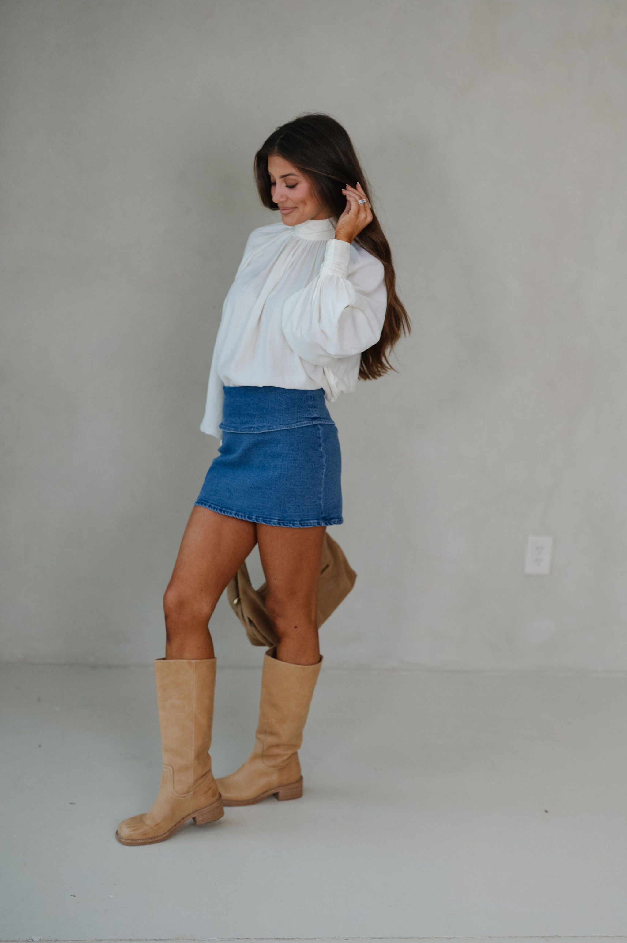 Mal Mock Neck Blouse-Cream