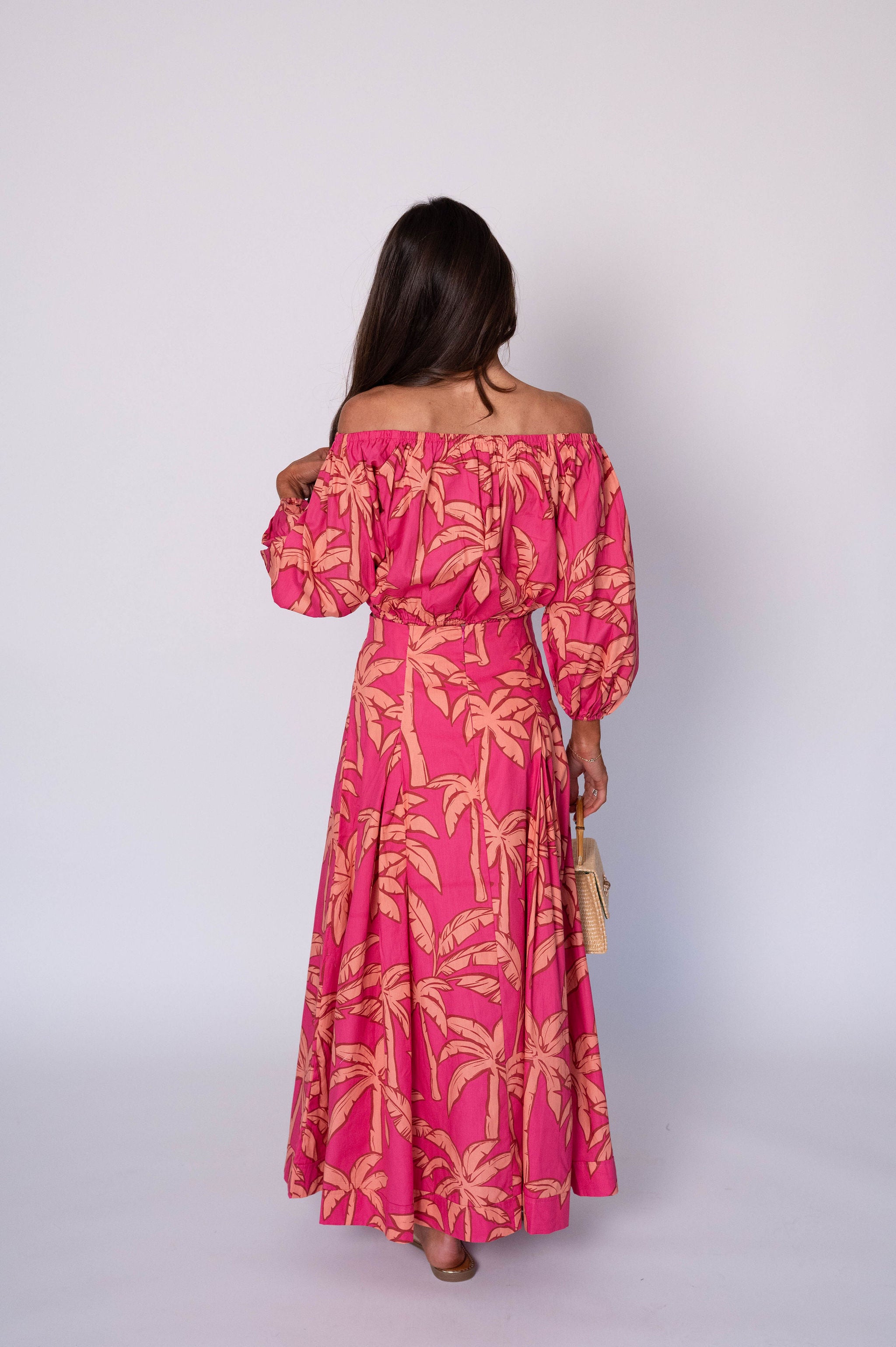 Kailani OTS Floral Skirt Set-Pink