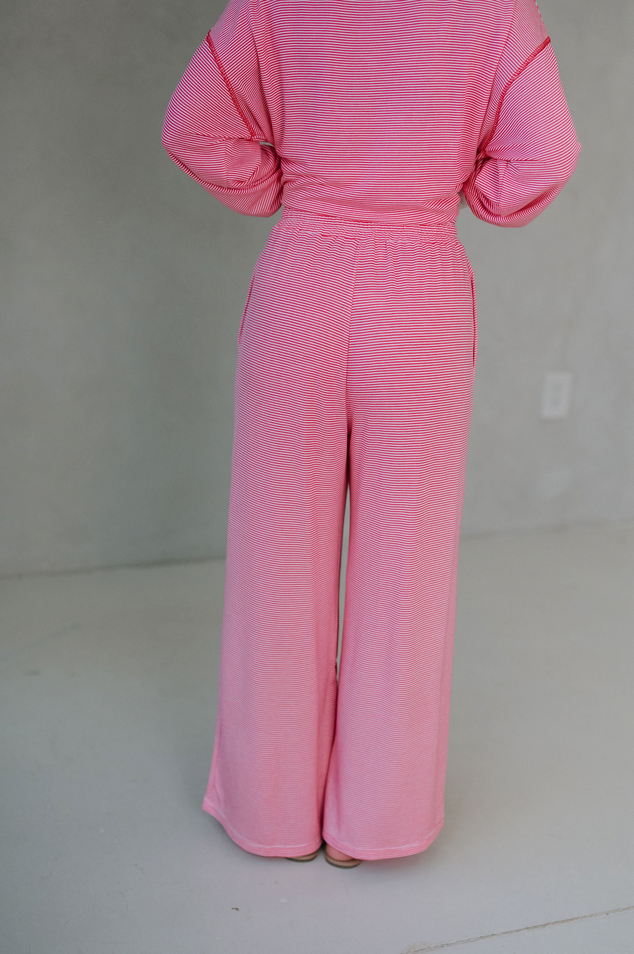 Haley Striped Lounge Pants Set-Watermelon