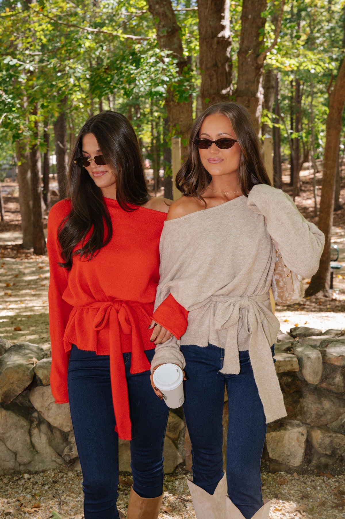 Carly Waist Tie Sweater-Latte
