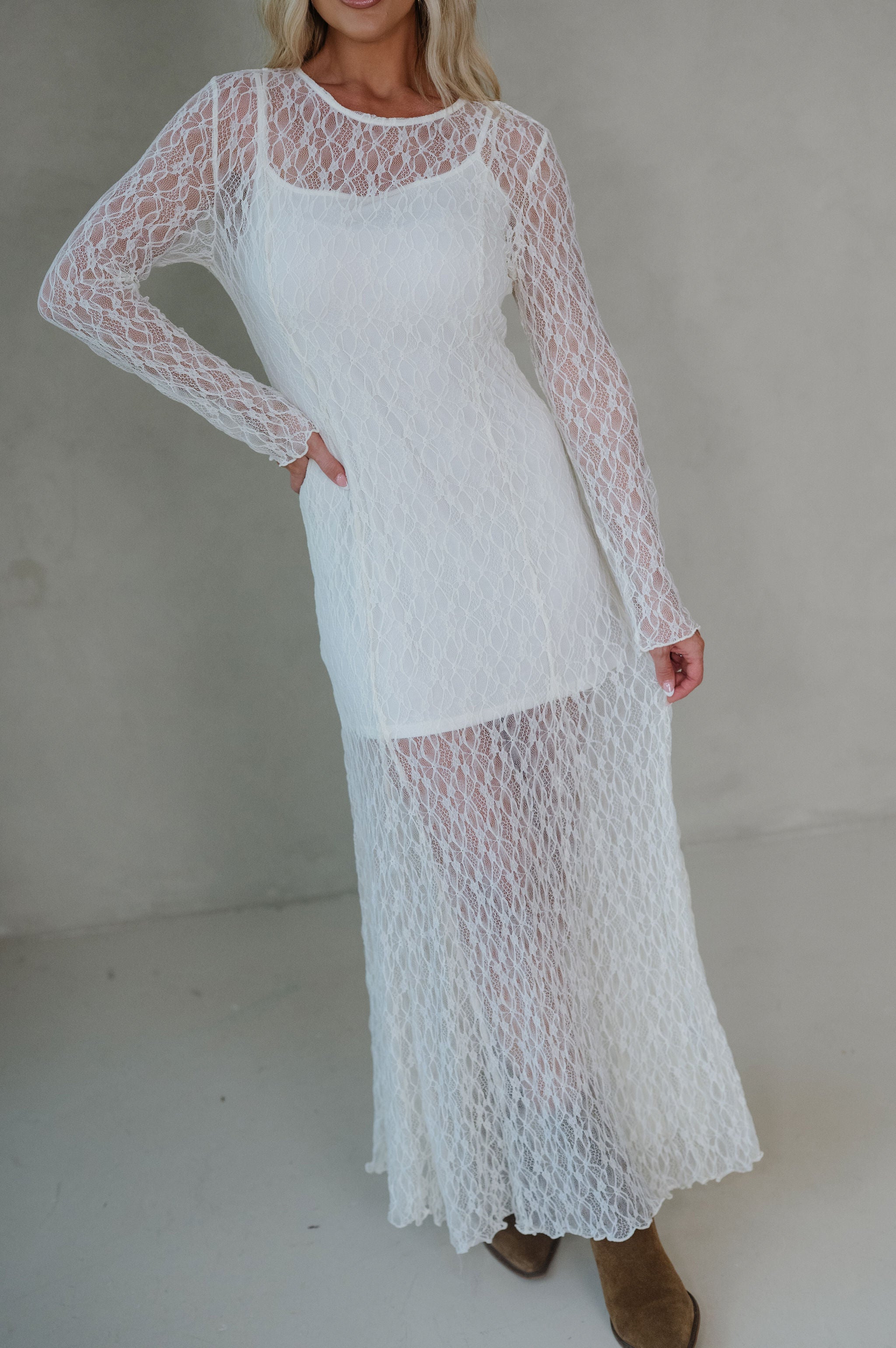Lori Lace Maxi Dress-Ivory