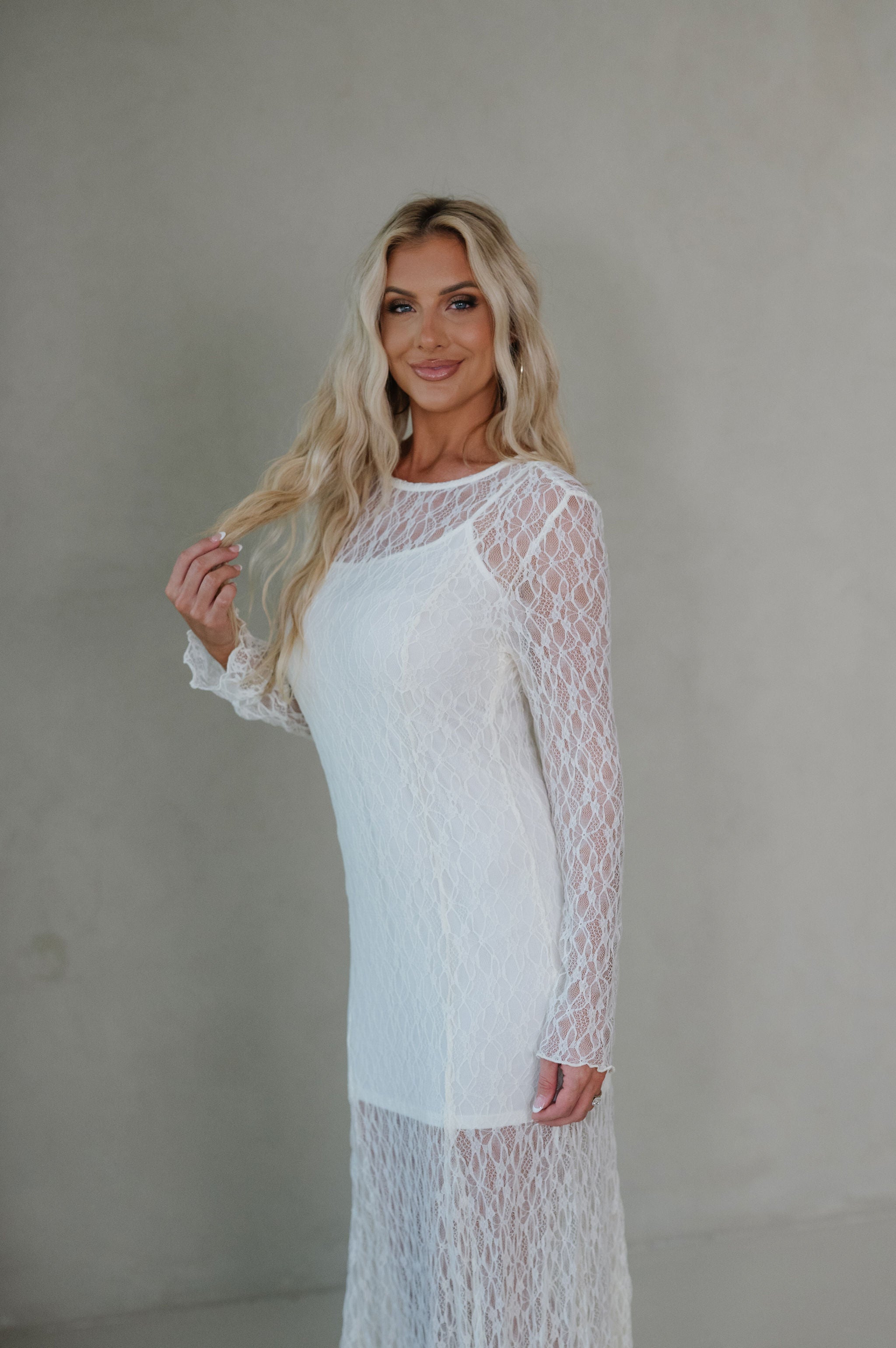 Lori Lace Maxi Dress-Ivory