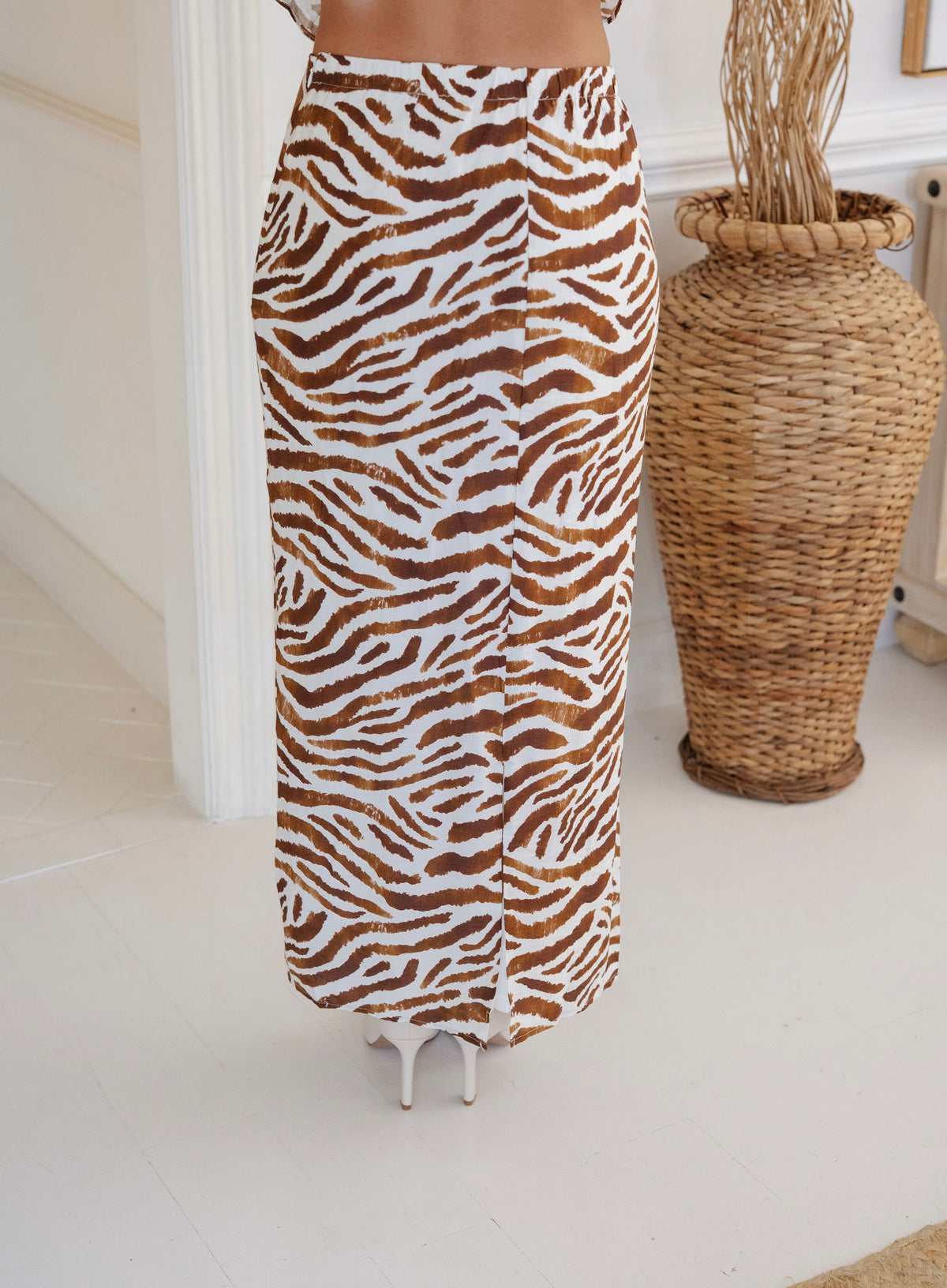 Zebra Print Smocked Skirt Set