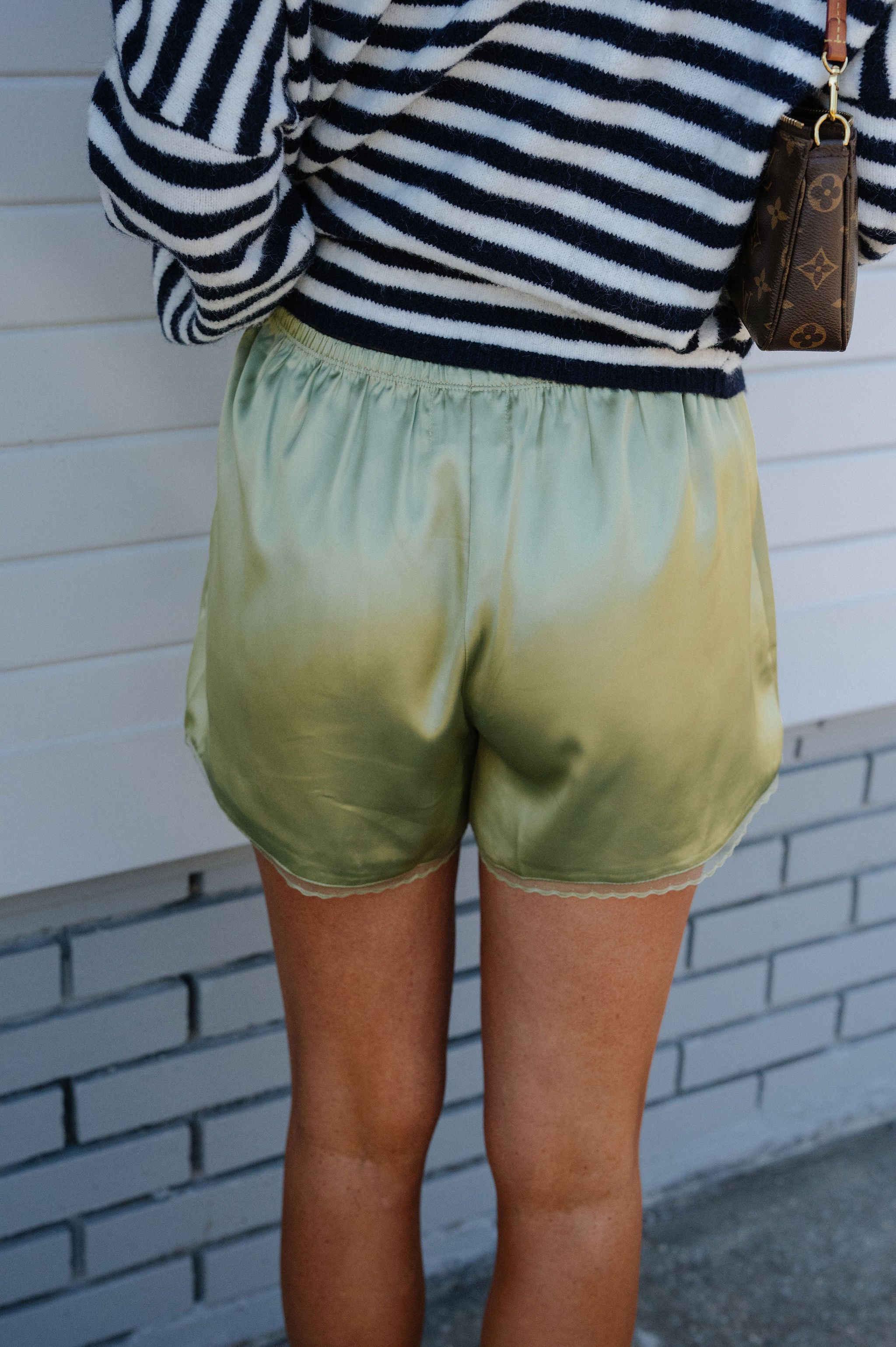 Kayla Satin Shorts-Matcha