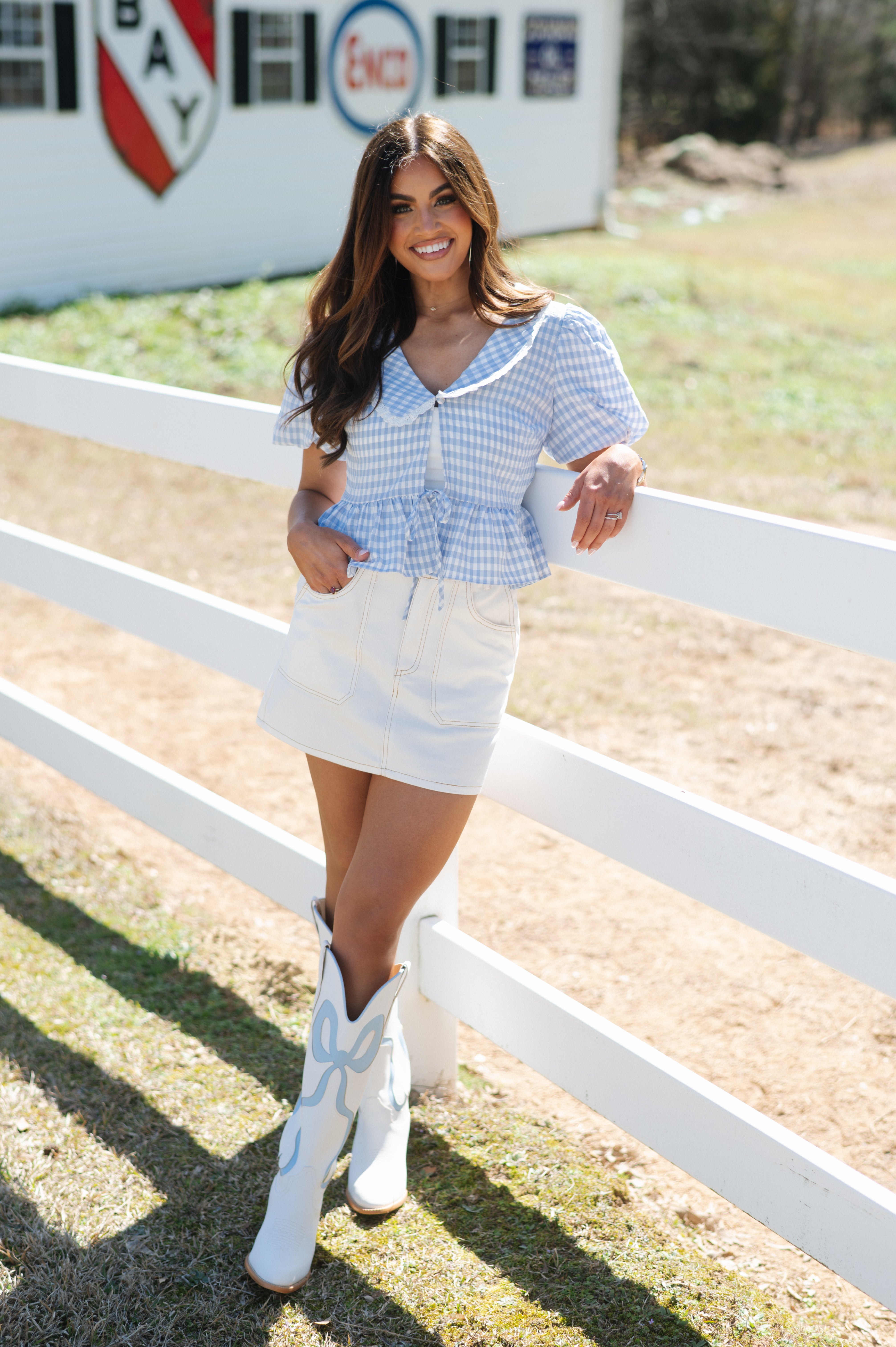 Hayes Puff Sleeve Top-Blue