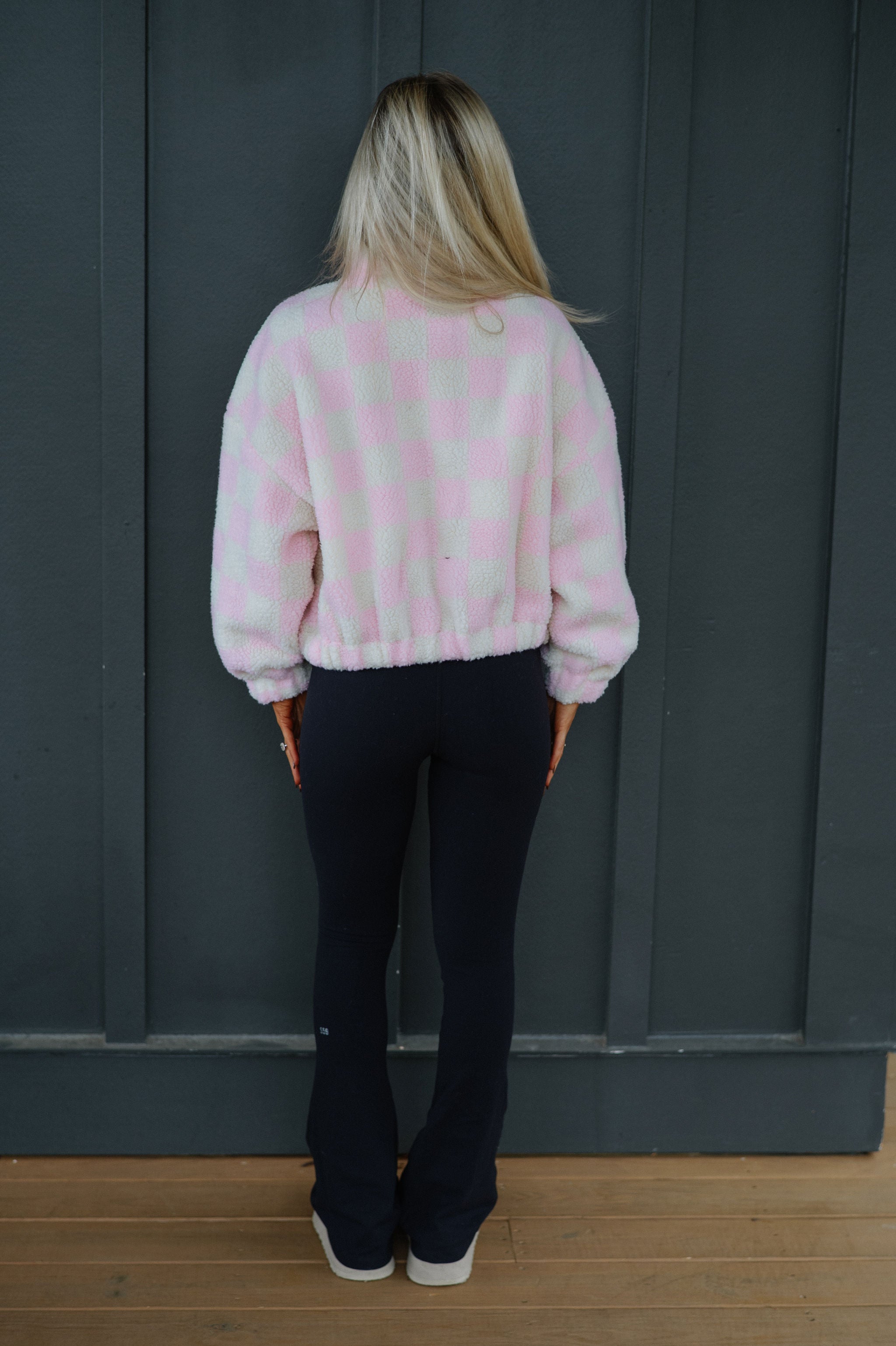 Alayna Checkered Jacket-Pink