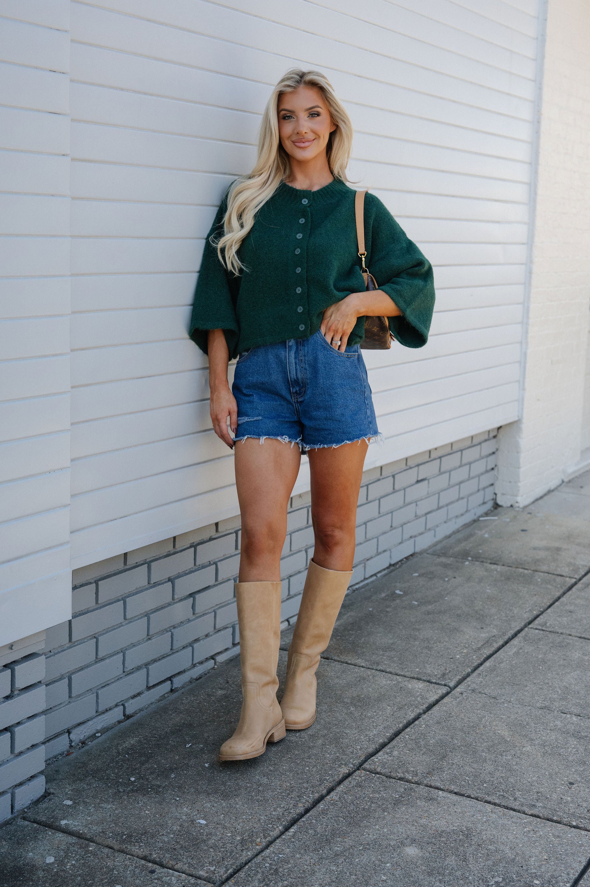 Eleanor Wide Sleeve Cardigan-Dark Green
