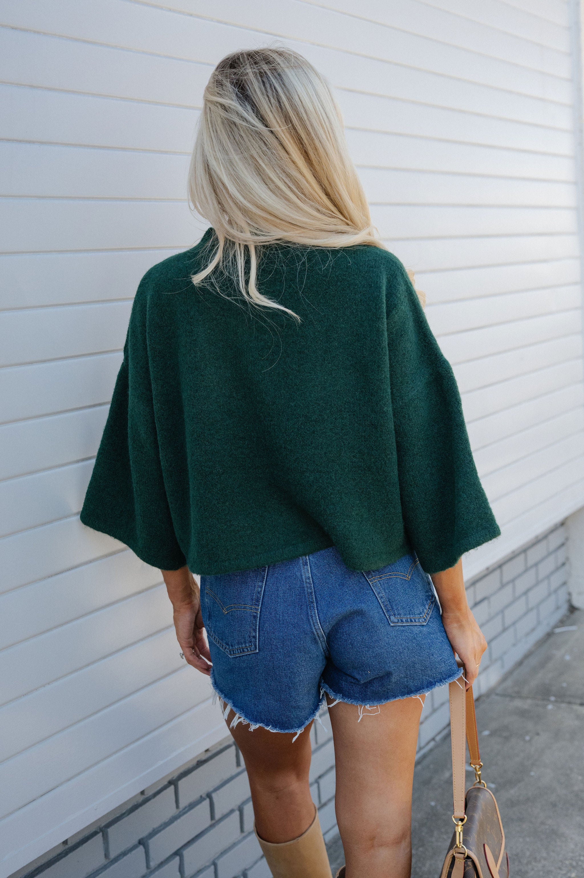 Eleanor Wide Sleeve Cardigan-Dark Green