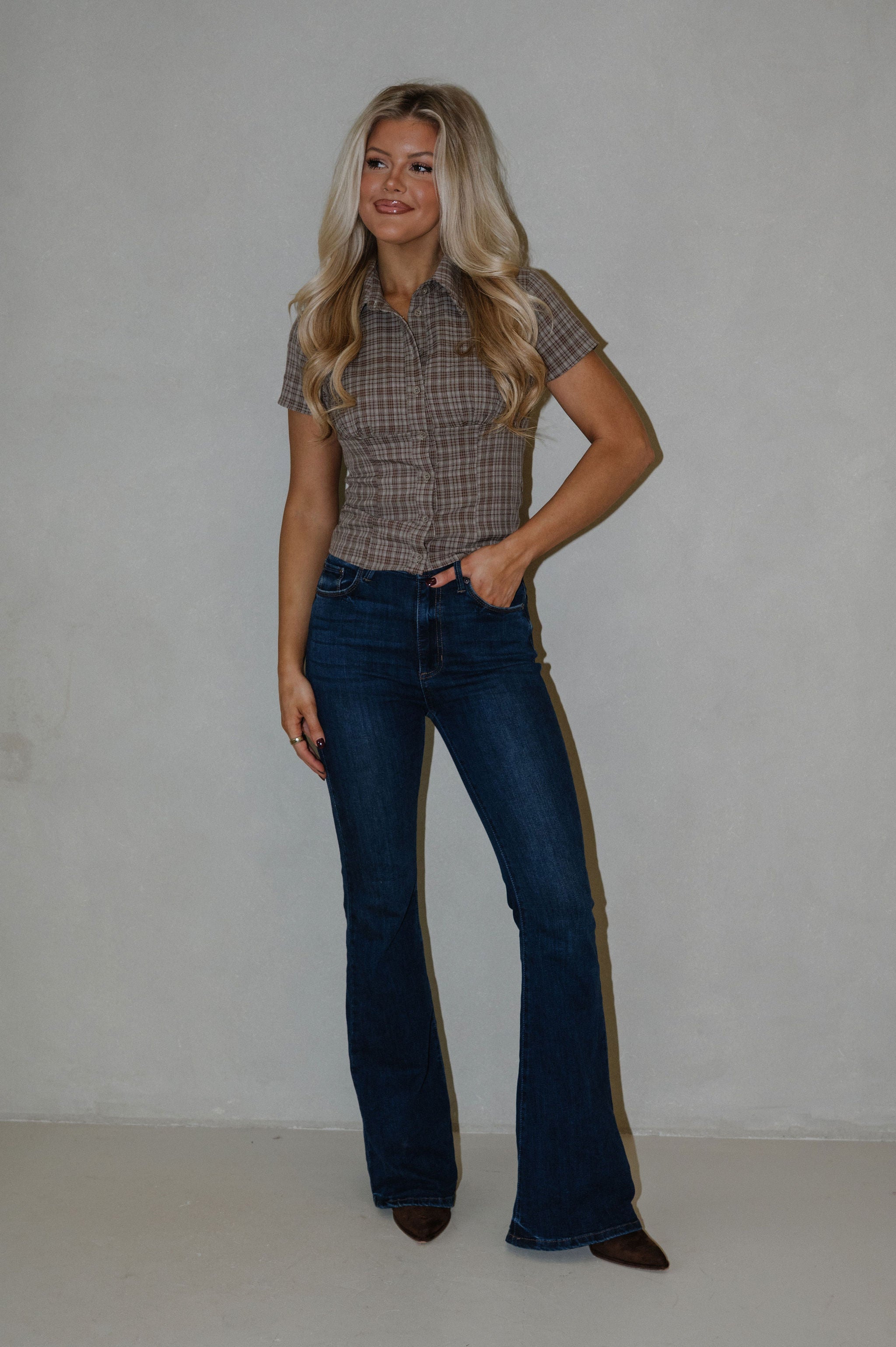 Lorane Button Up Top-Olive