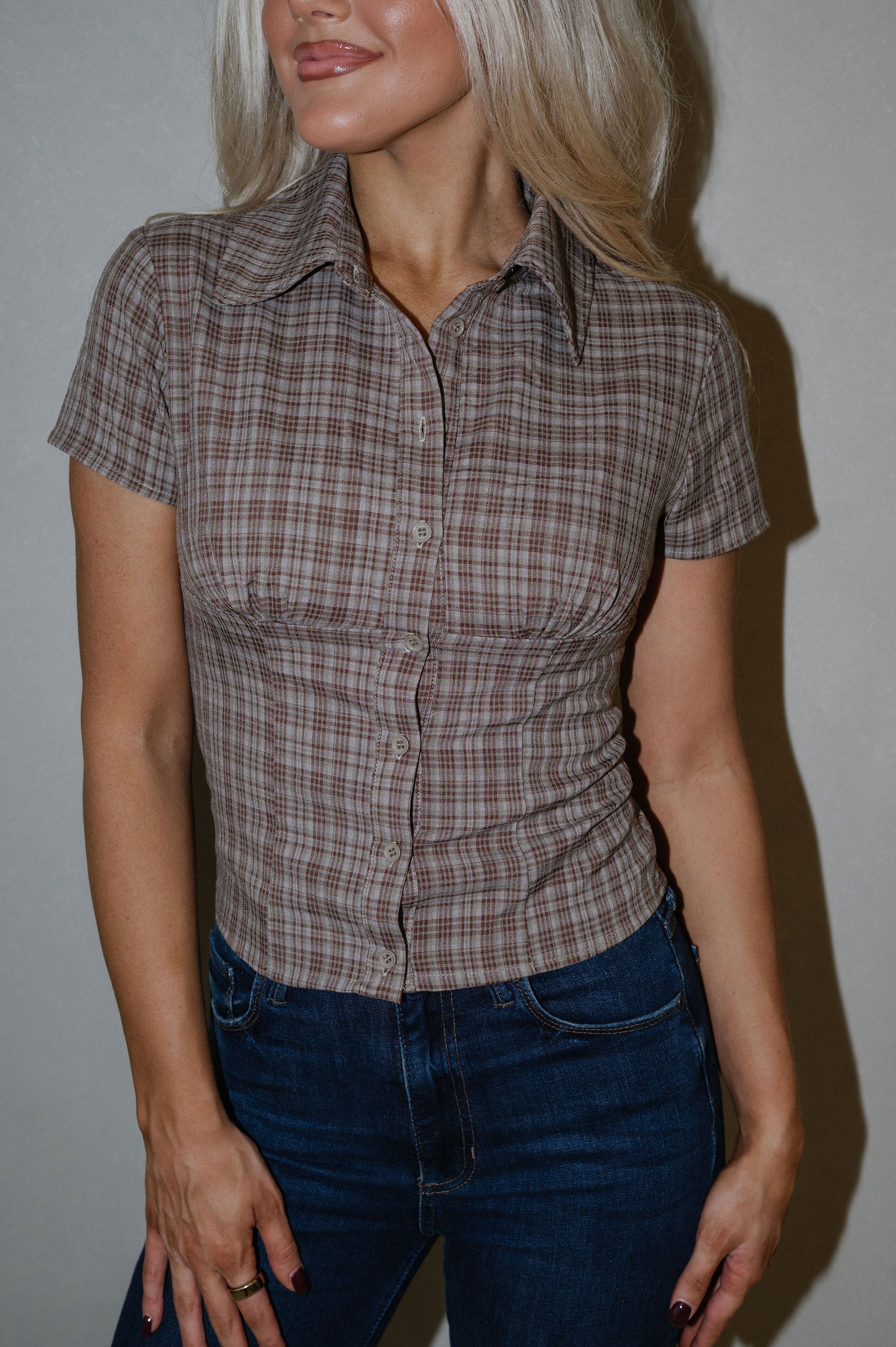 Lorane Button Up Top-Olive