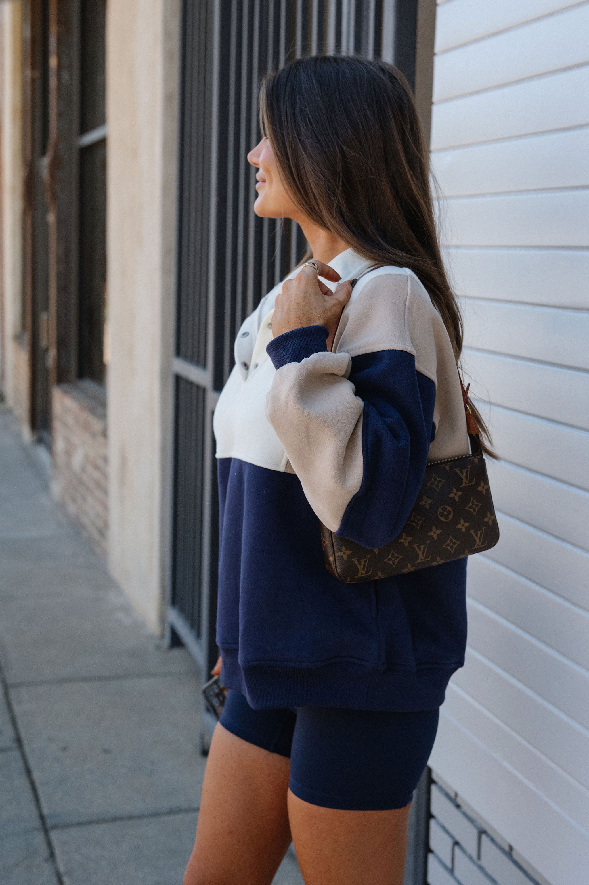 Dory Colorblock Pullover-Coffee/Navy