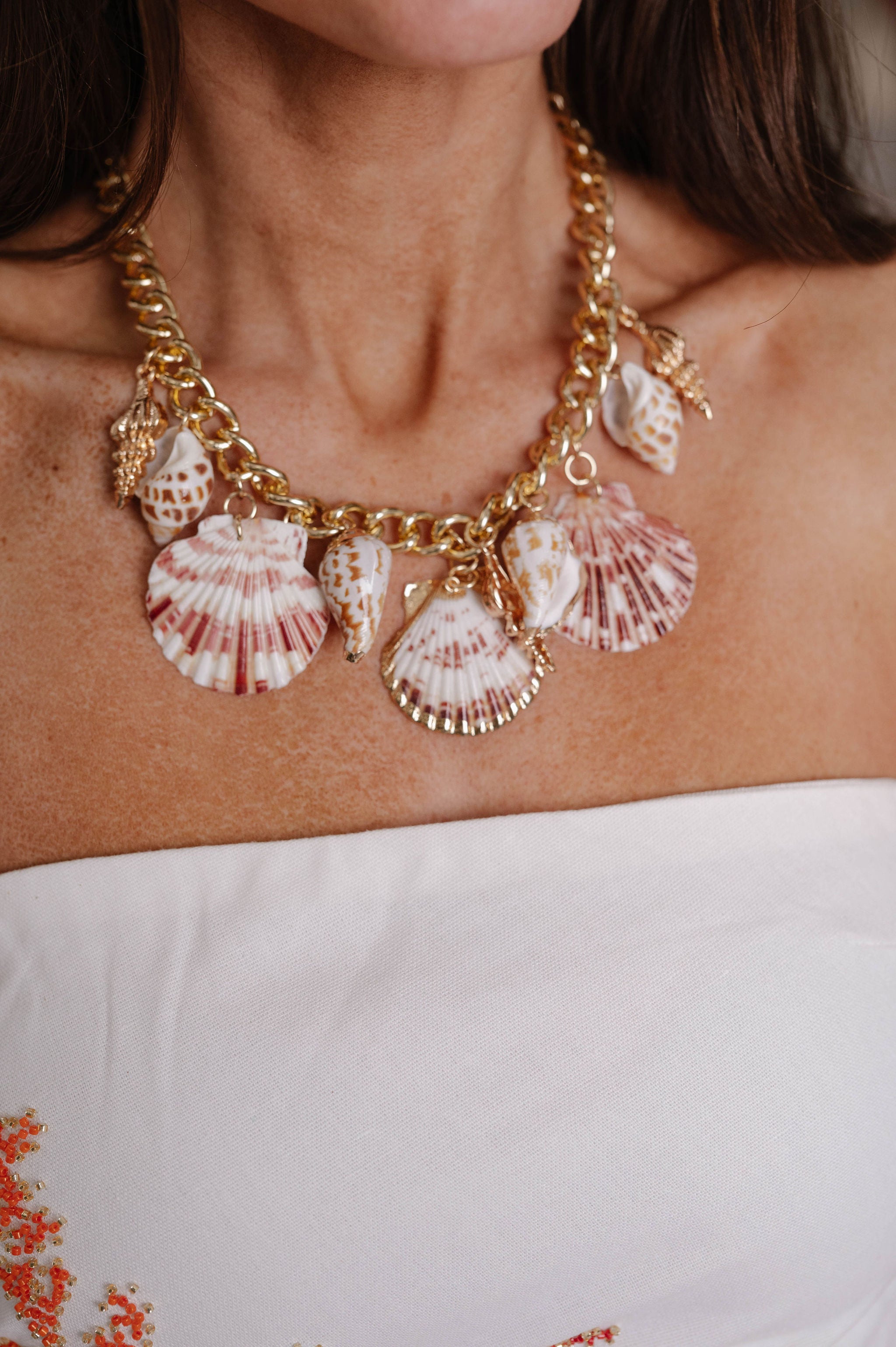 Coastal Textured Seashell Charm Necklace