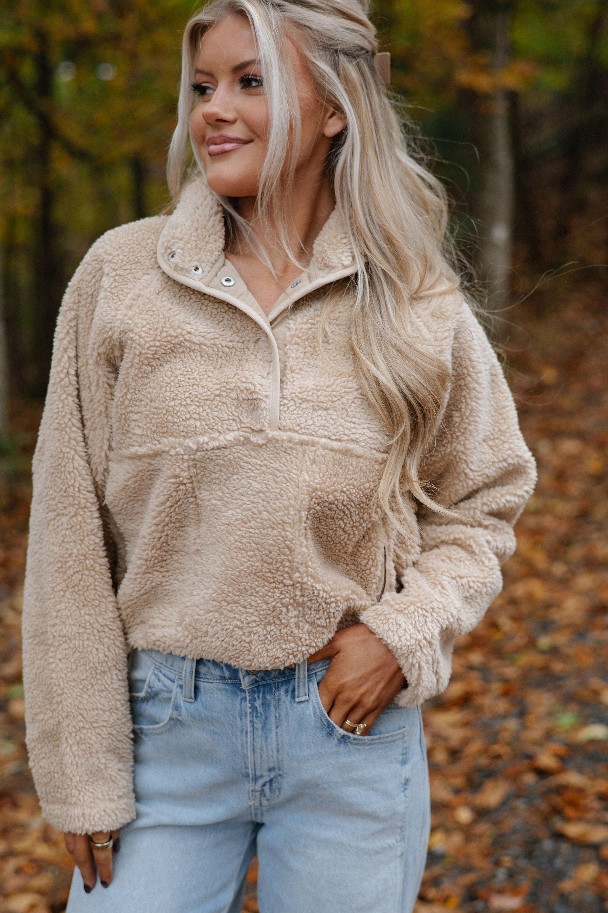Jo Anne Cozy Sherpa Pullover-Beige