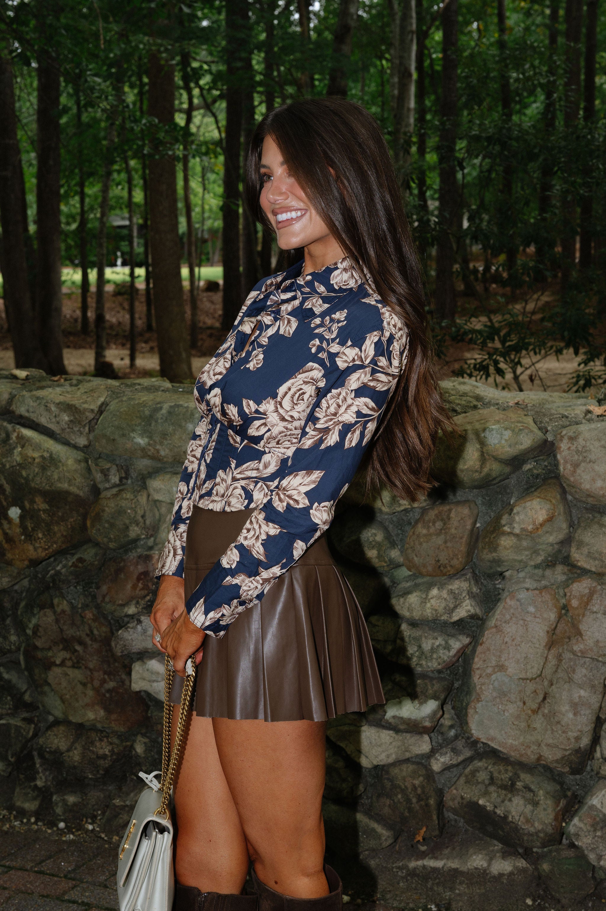 Jayla Floral Top-Midnight Blue