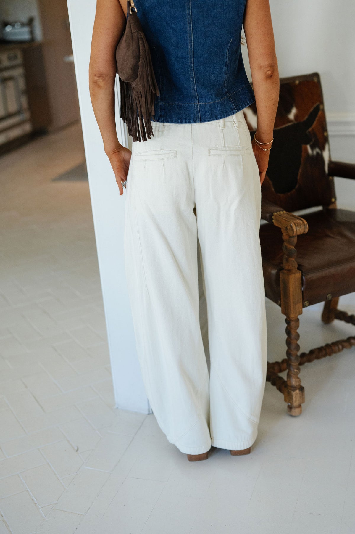 Lena Barrel Pants-Cream