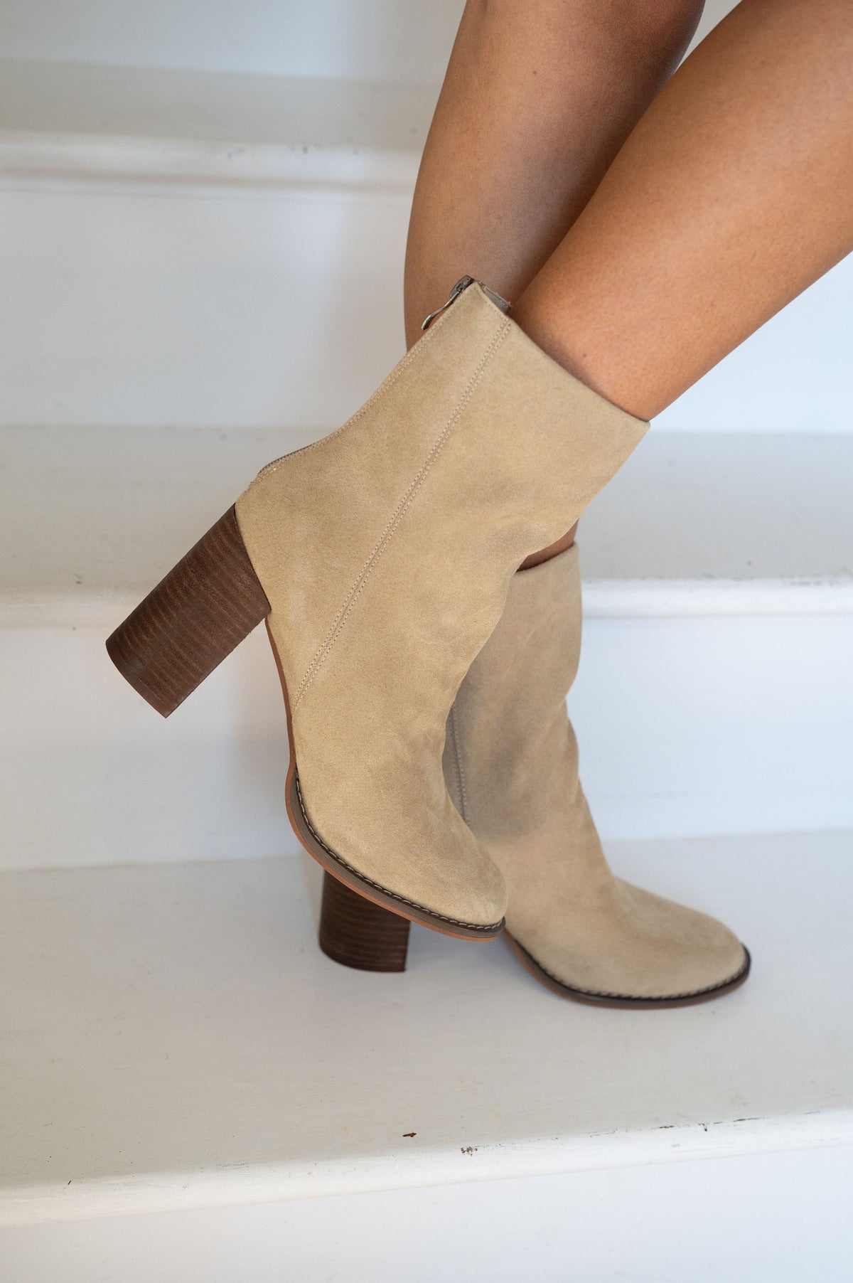 Maxine Suede Heel Bootie-Khaki