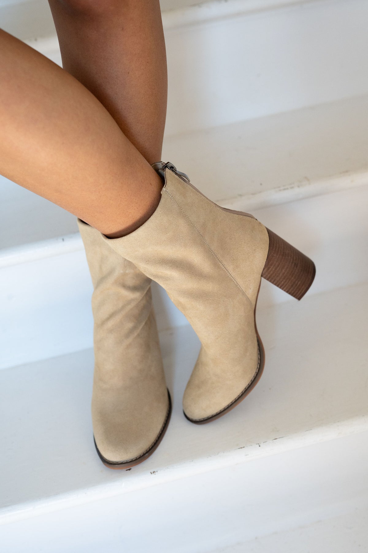 Maxine Suede Heel Bootie-Khaki