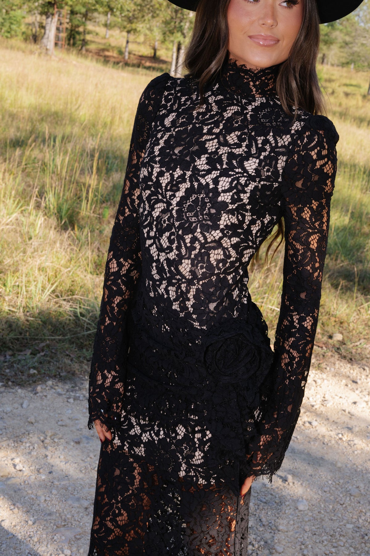 Raleigh Lace Maxi Dress-Black