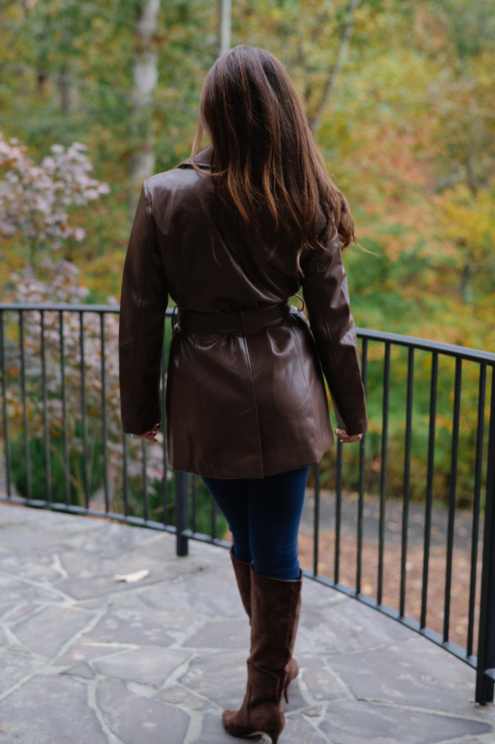 Rianna Faux Leather Jacket-Brown