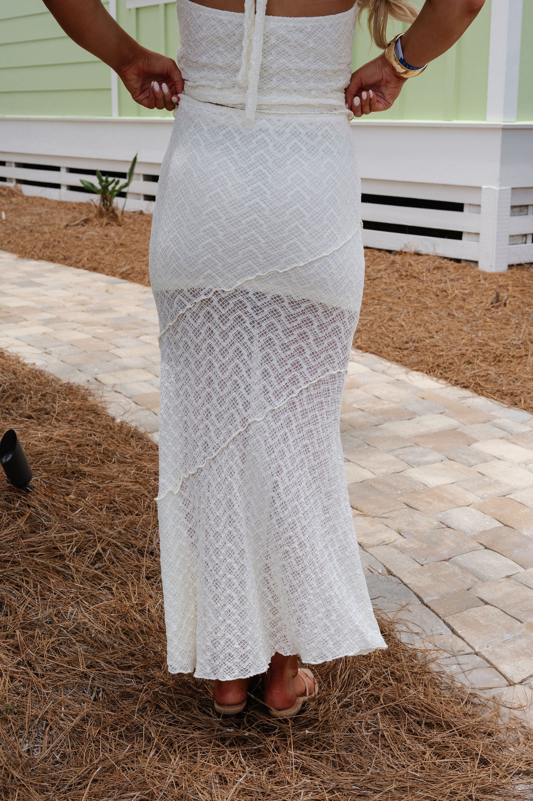 Ramey Textured Skirt Set-Cream