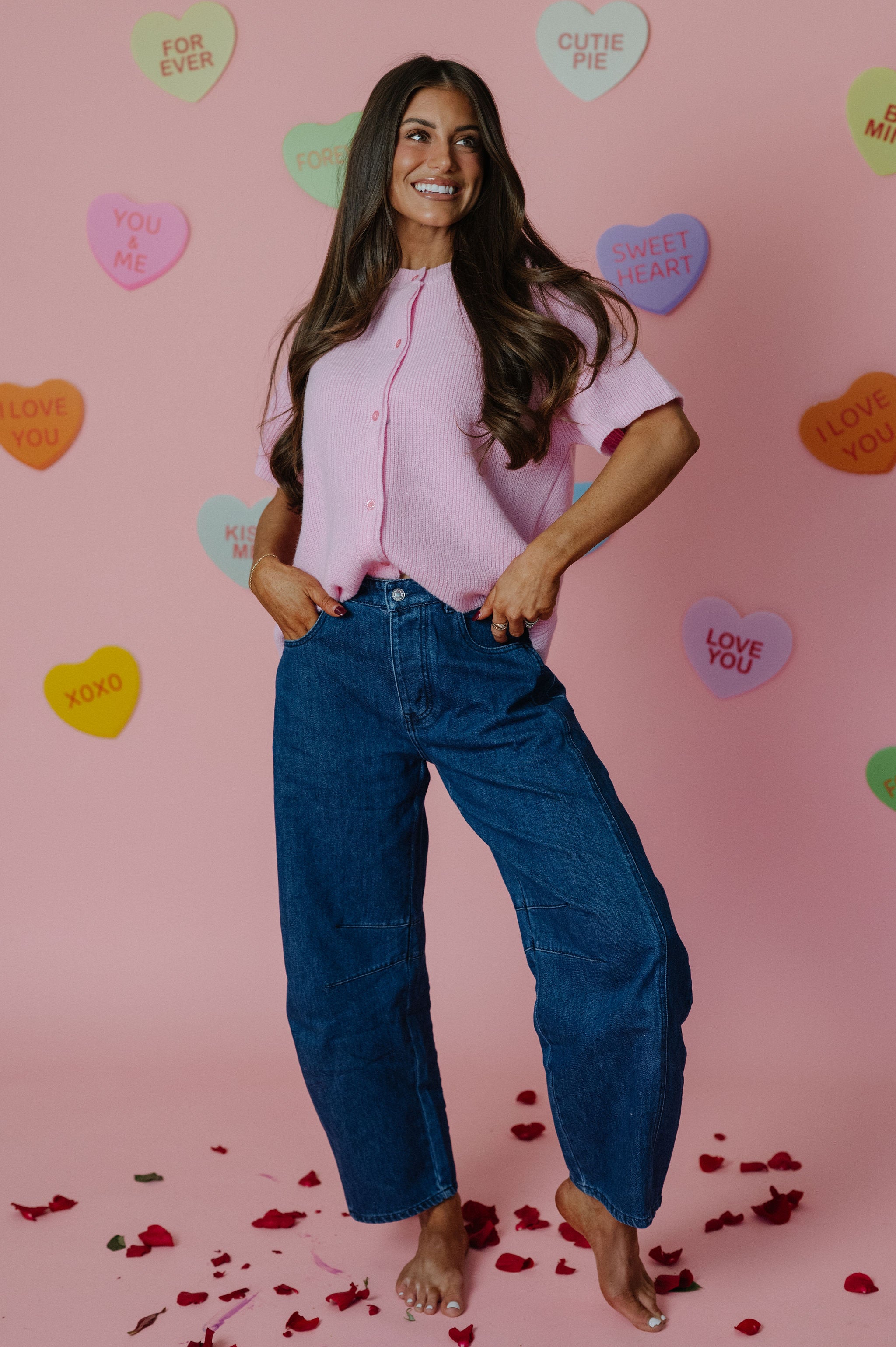 Angelina Button Up Sweater-Pink