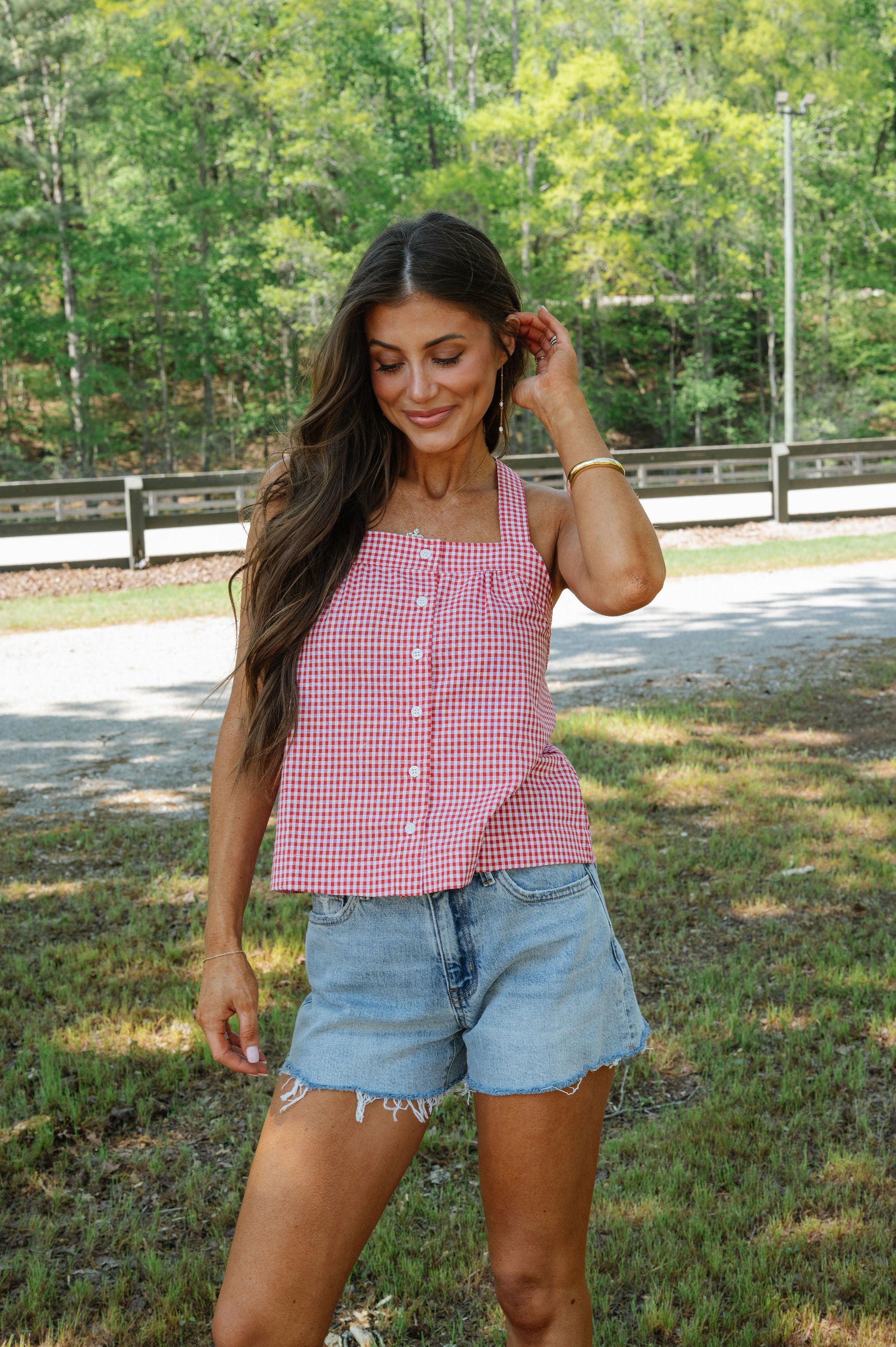 Lucy High Rise Distressed Hem Shorts