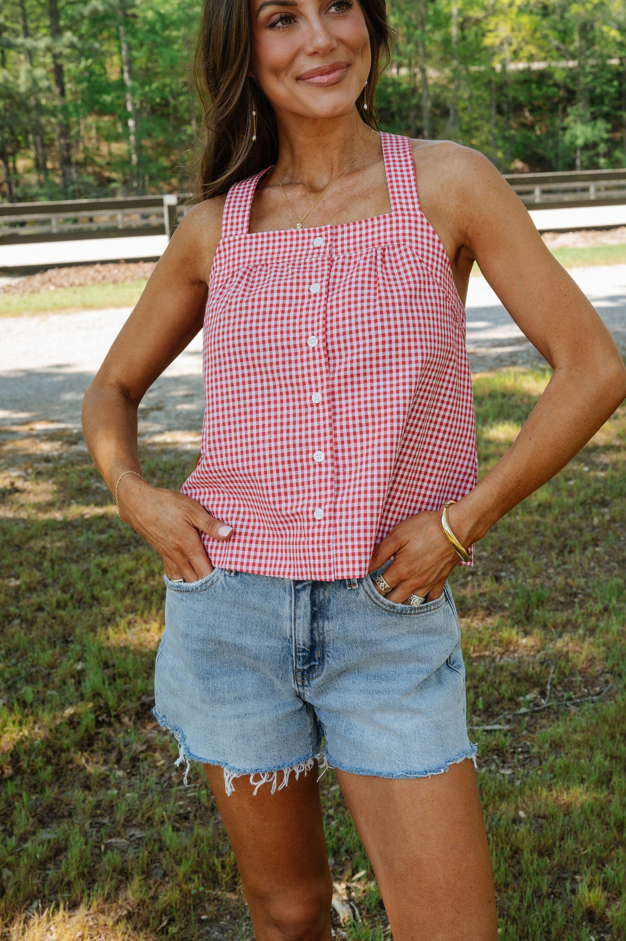 Lucy High Rise Distressed Hem Shorts