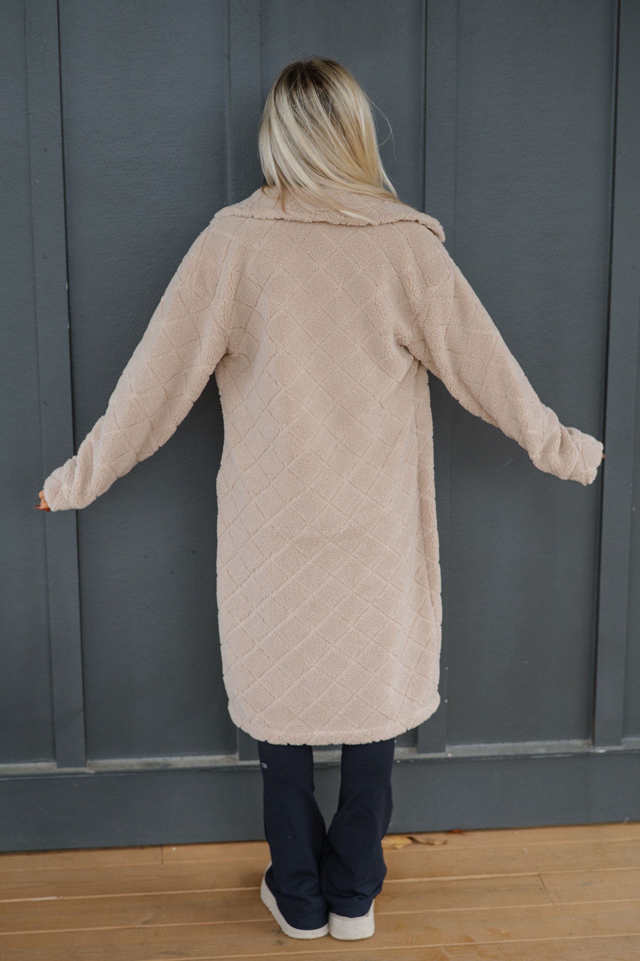 Winnie Long Teddy Jacket-Khaki