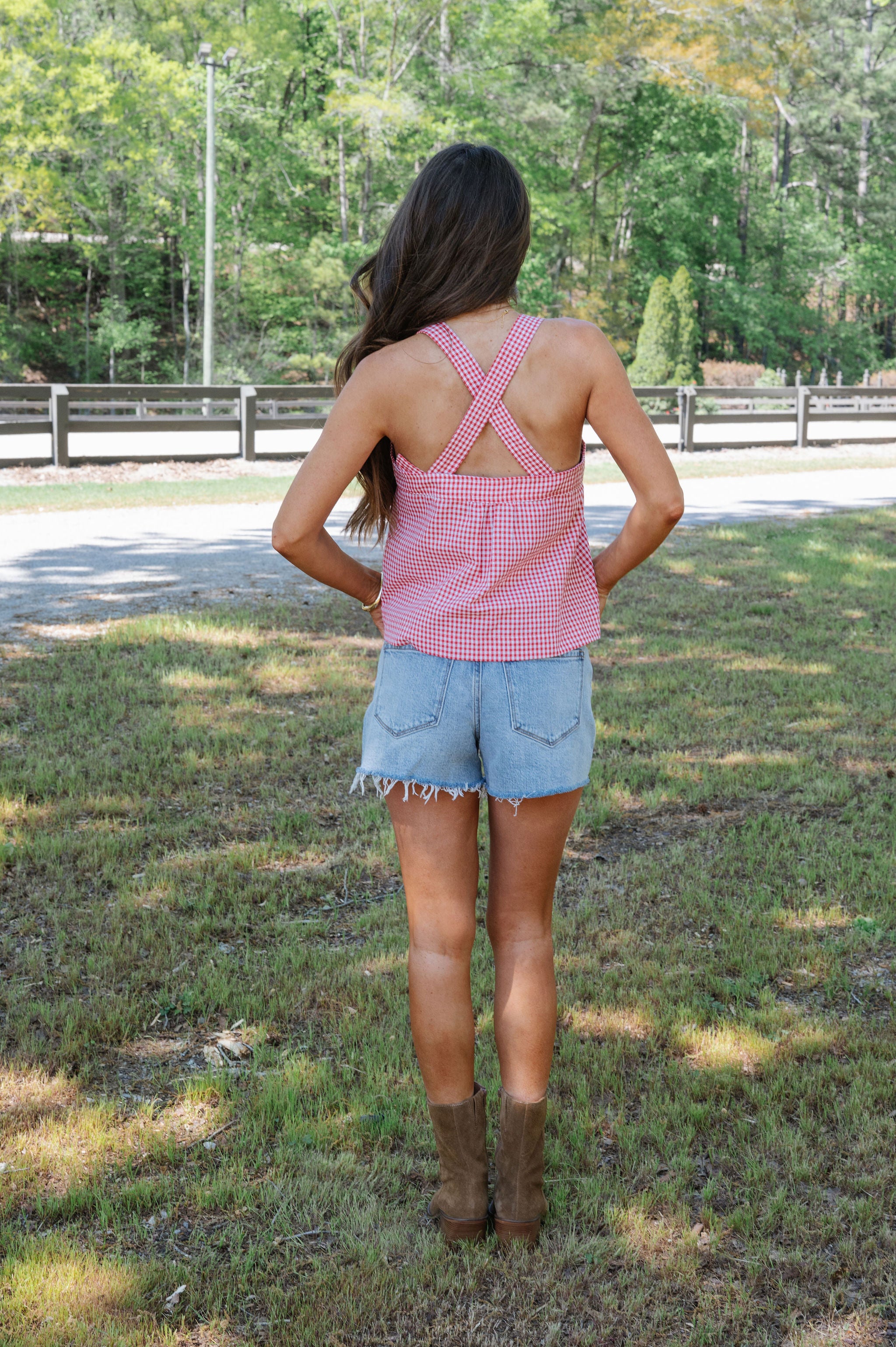 Lucy High Rise Distressed Hem Shorts
