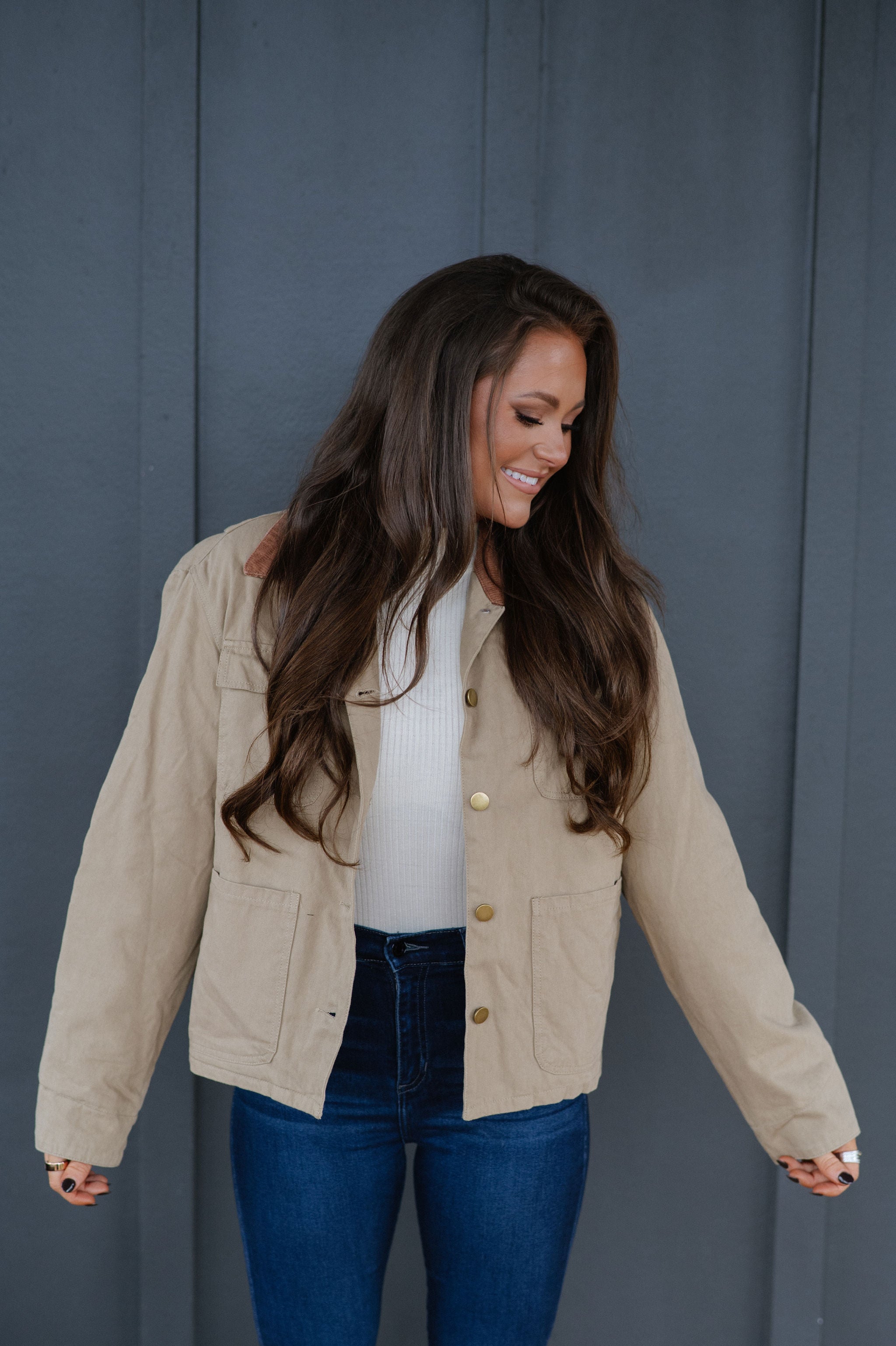 Abbey Contrast Jacket-Olive Khaki