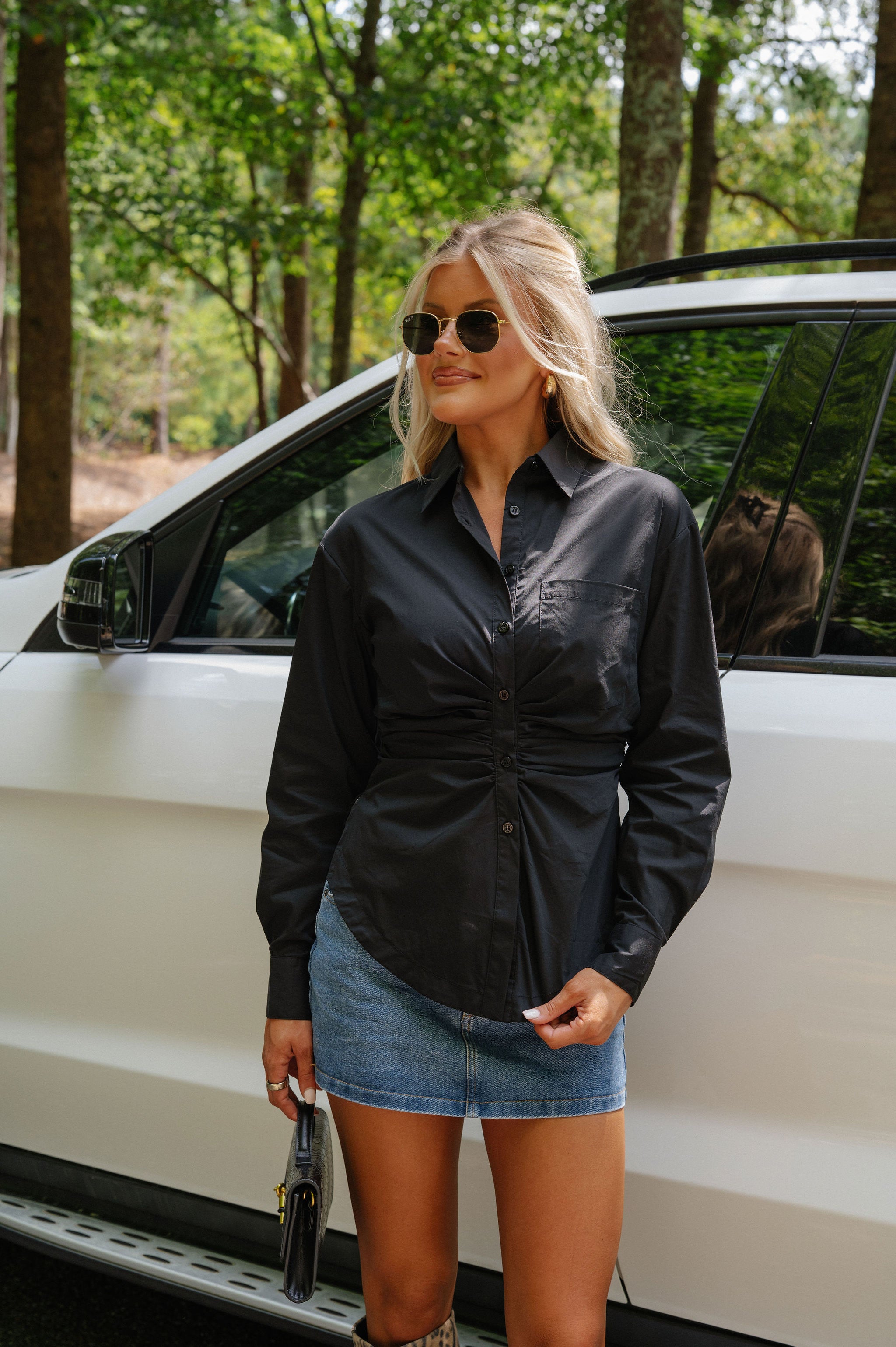 Sara Ruched Top-Black