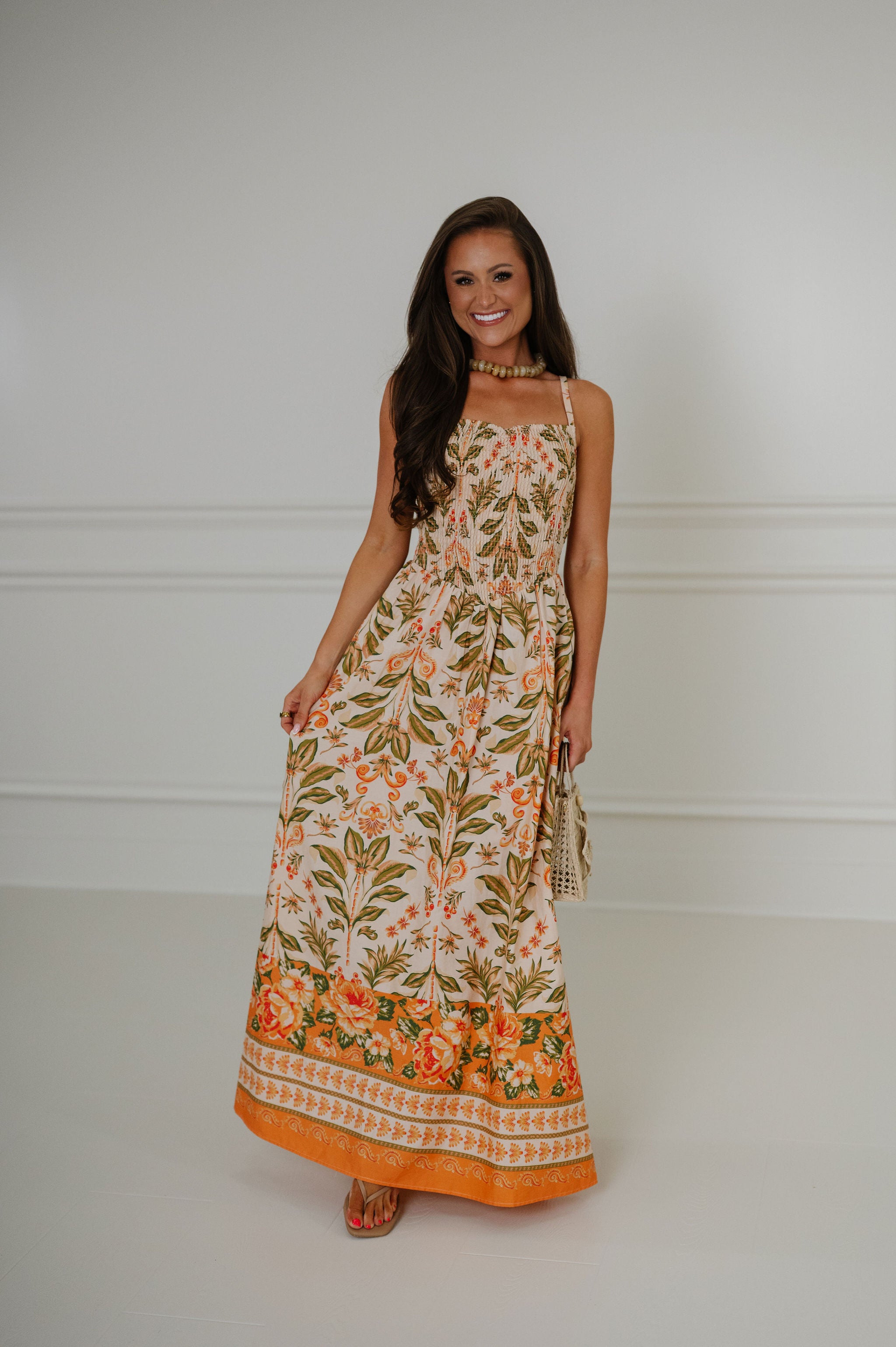 Kinnie Dress-Peach Multi