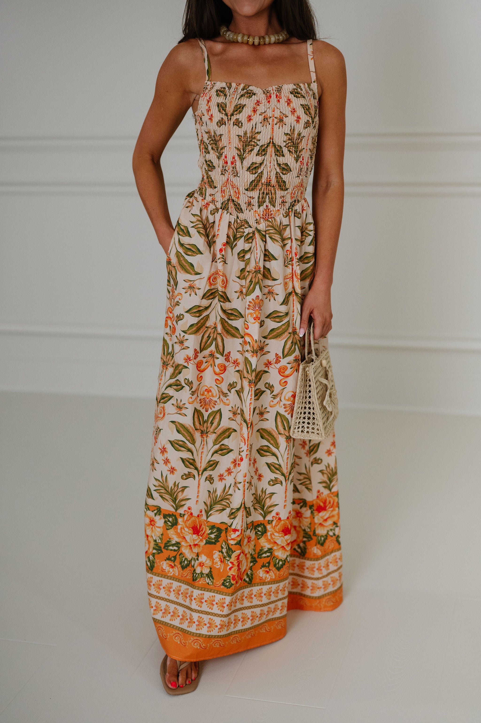 Kinnie Dress-Peach Multi