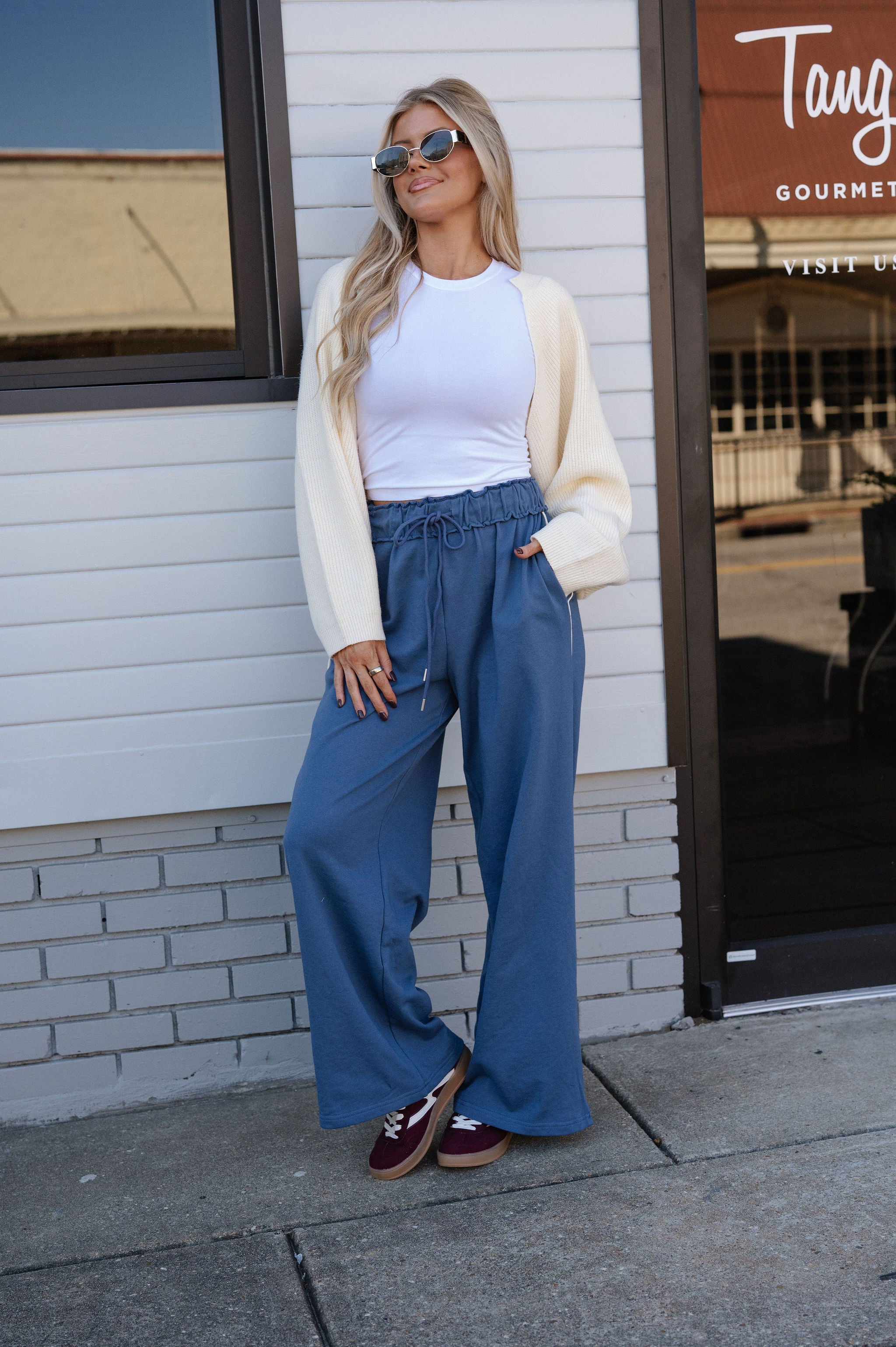 Knit Drop Shoulder Cardigan-Cream