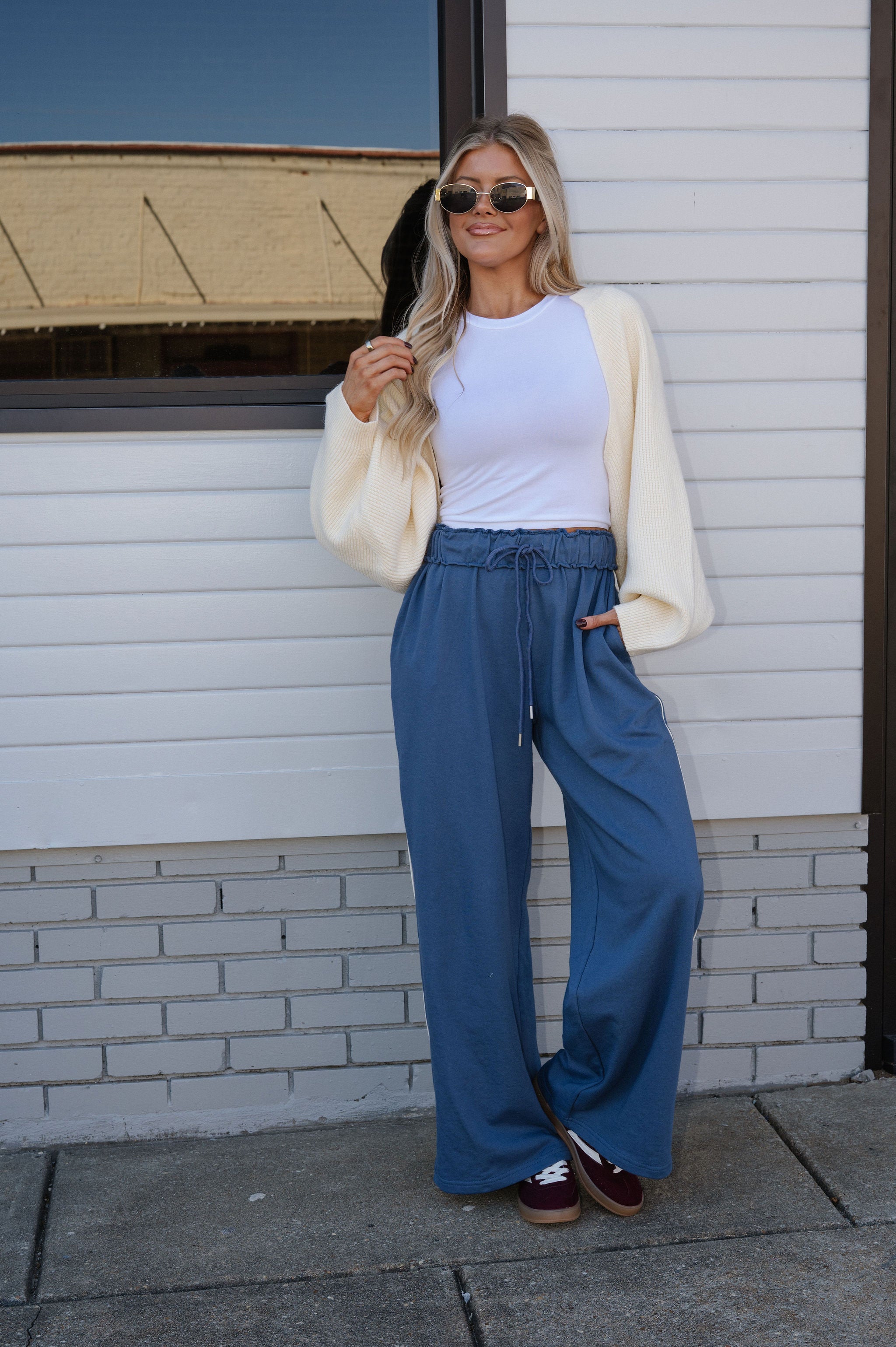 Knit Drop Shoulder Cardigan-Cream