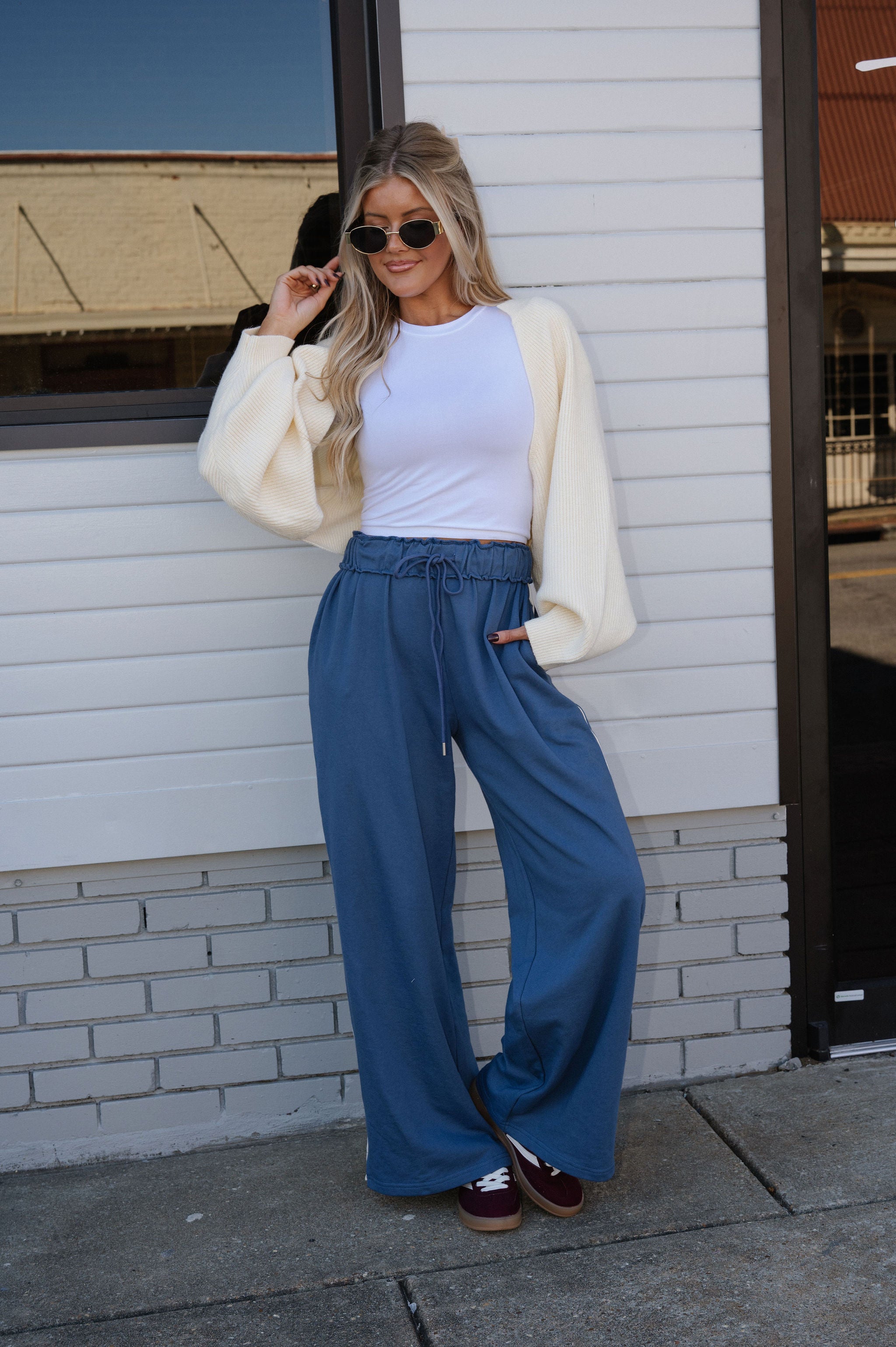 Knit Drop Shoulder Cardigan-Cream