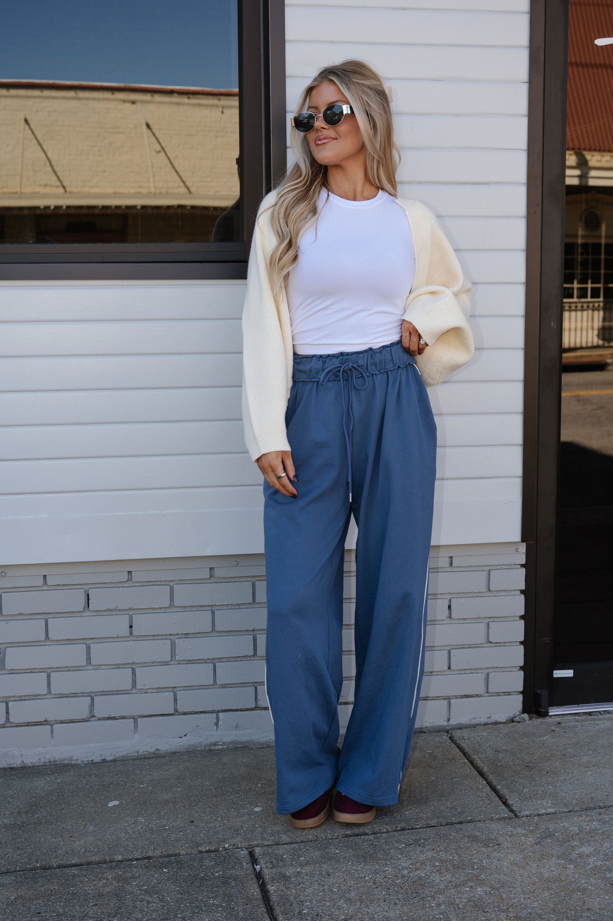 Knit Drop Shoulder Cardigan-Cream