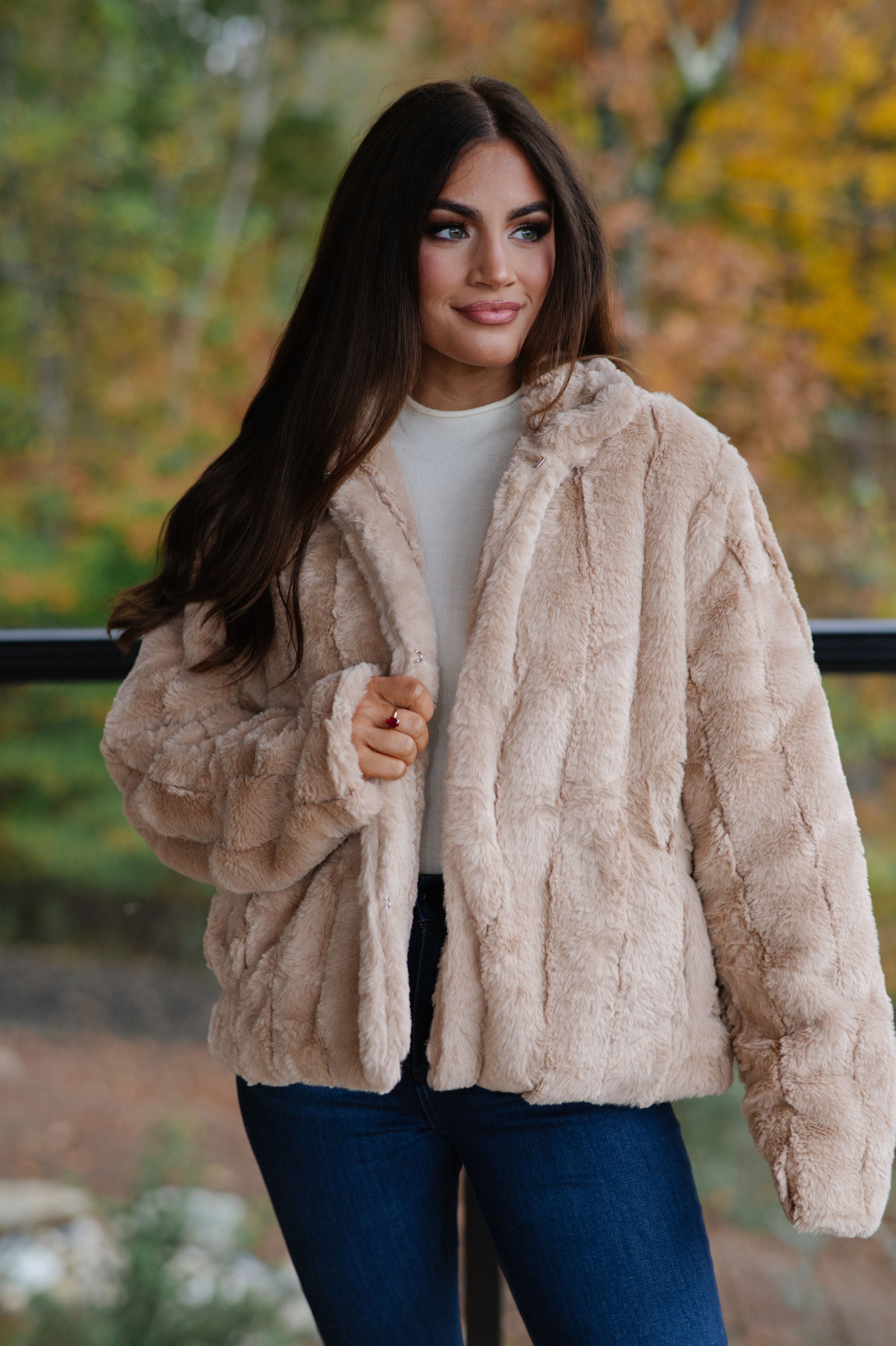 Tarsi Faux Fur Jacket-Taupe
